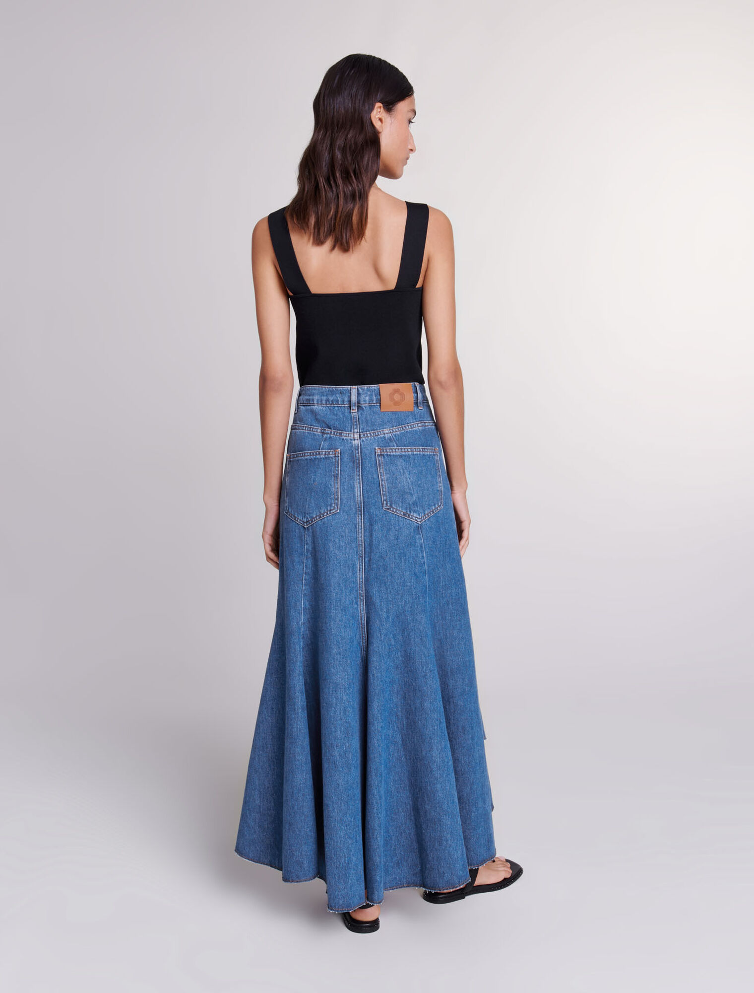 Asymmetrical denim skirt
