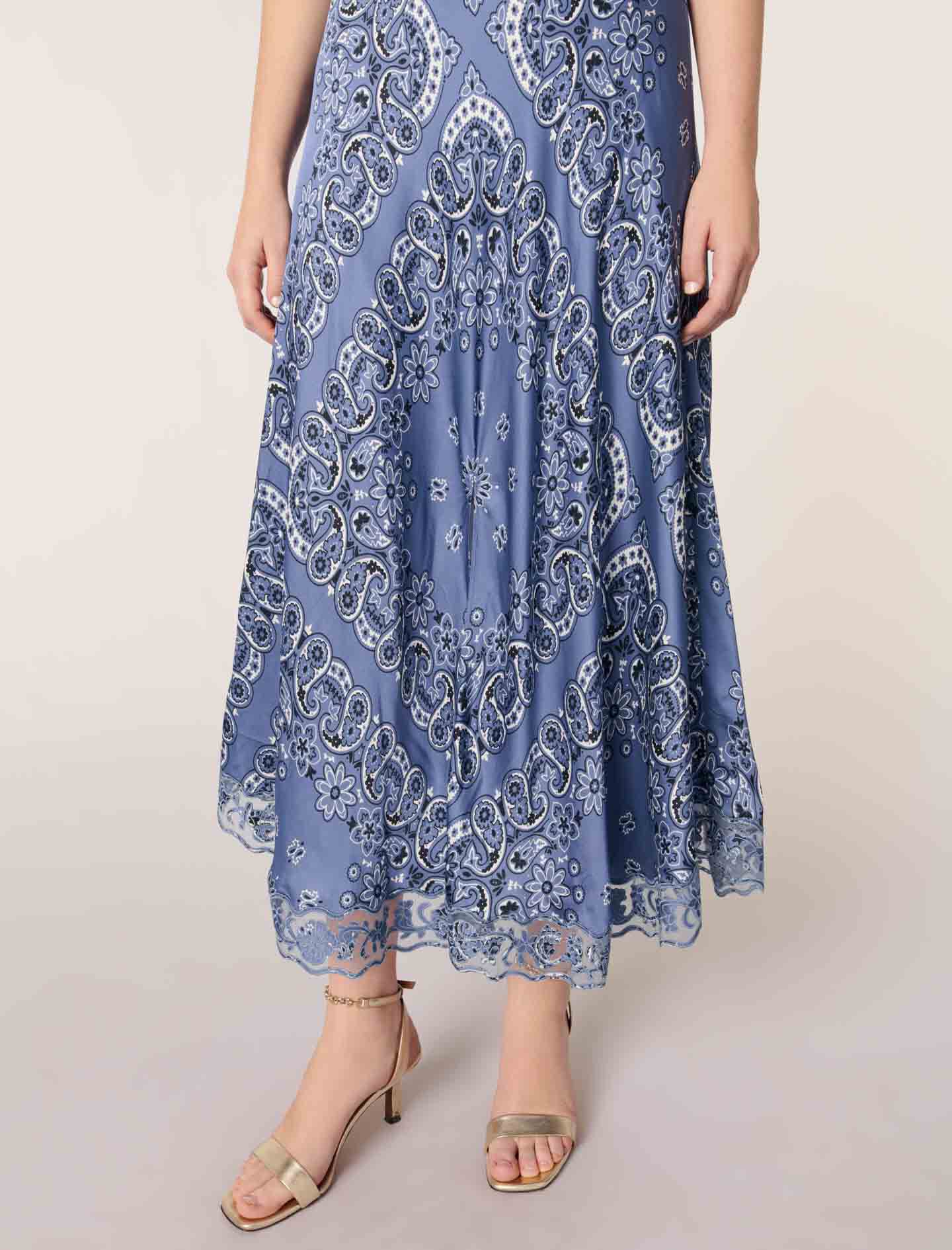 Patterned flowing maxi dress Blue For Women | Maje