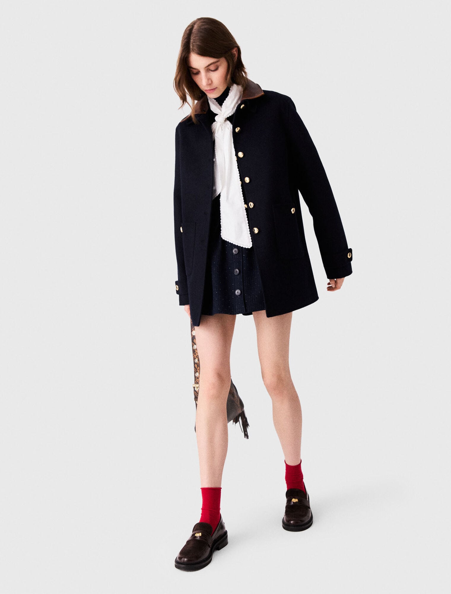 Double-faced mid-length coat