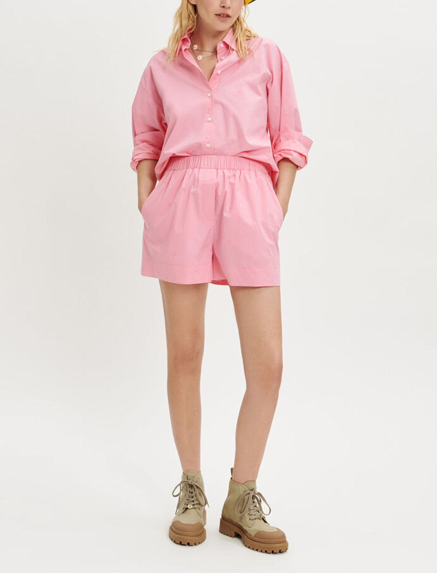 Embroidered poplin shirt