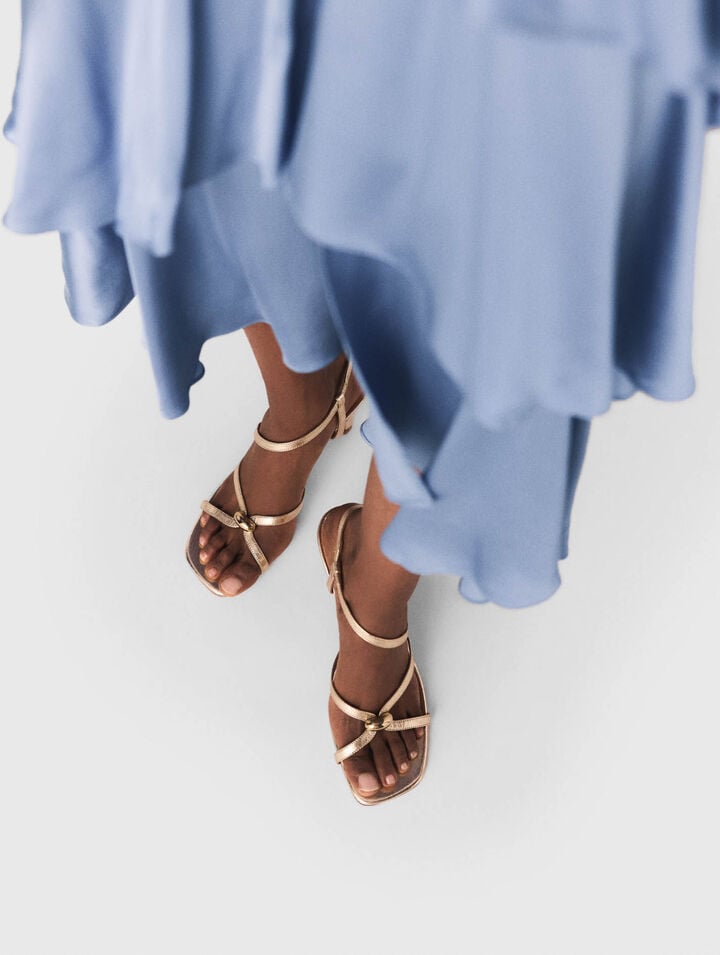 Metallic multi-strap sandals