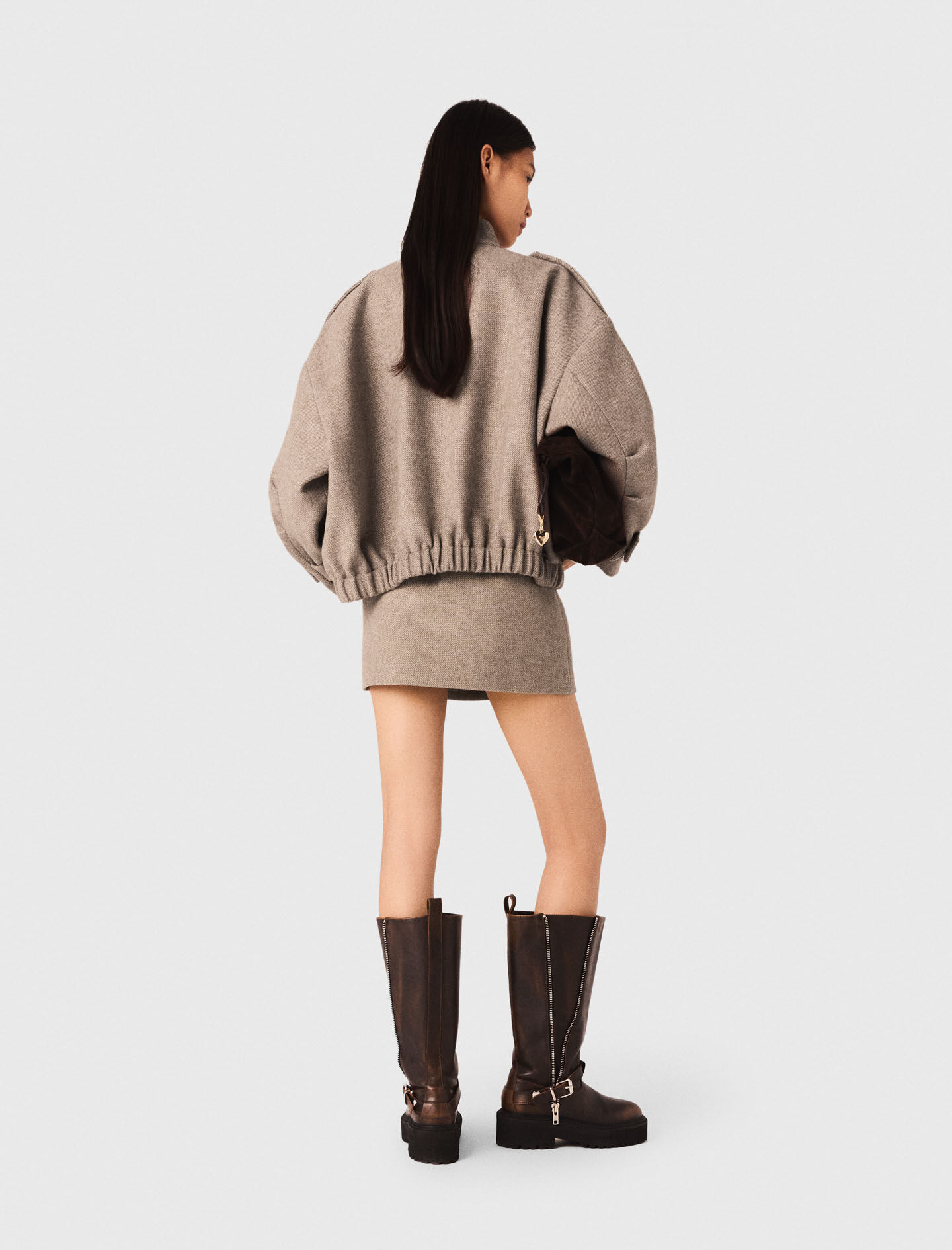 Mixed wool jacket Natural For Women | Maje