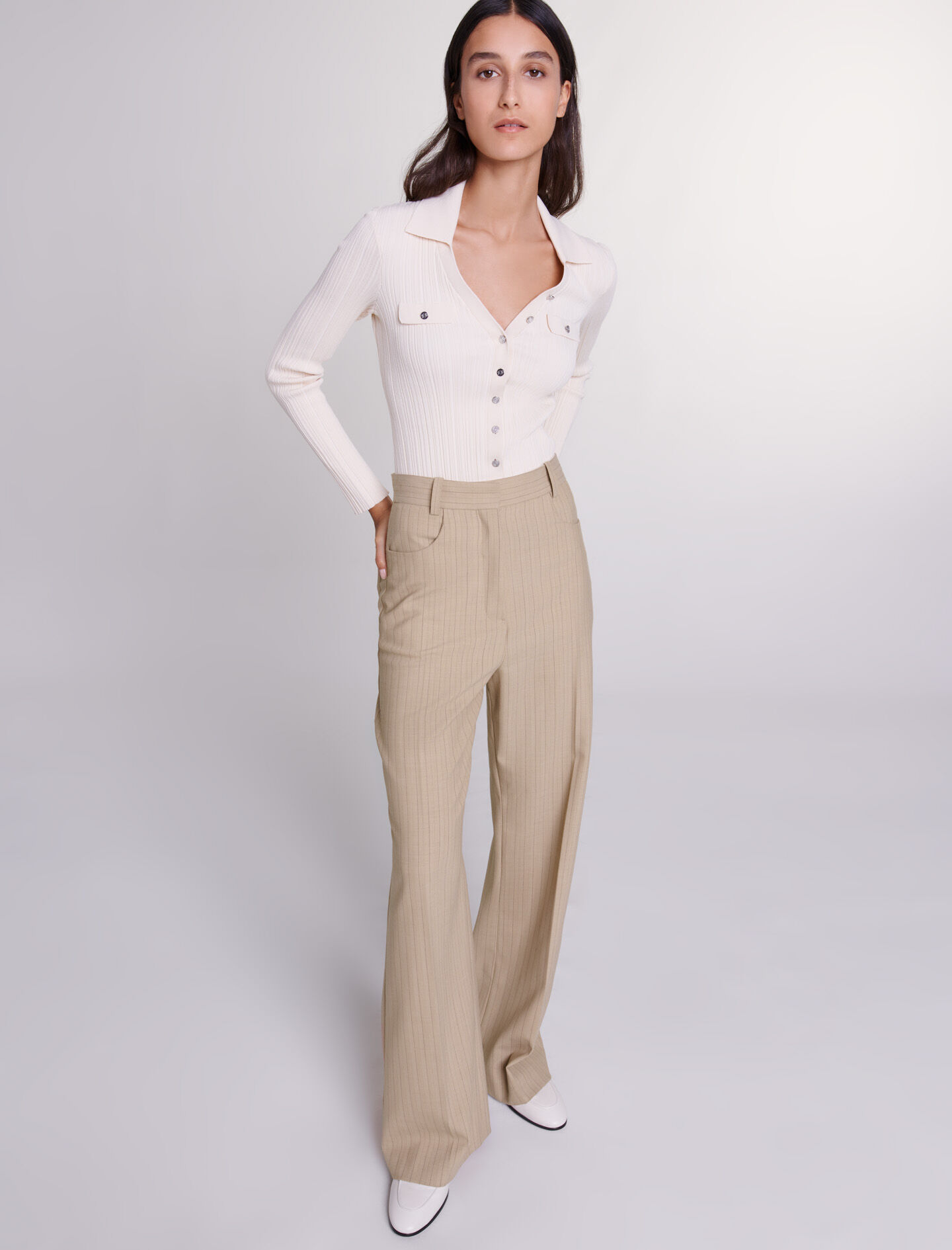 Compact Stretch High Waist Wide Leg Pants | Karen Millen