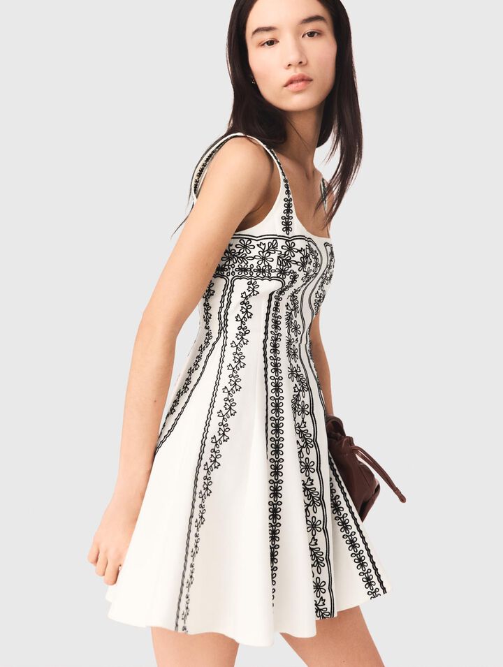 Mini embroidered strap dress