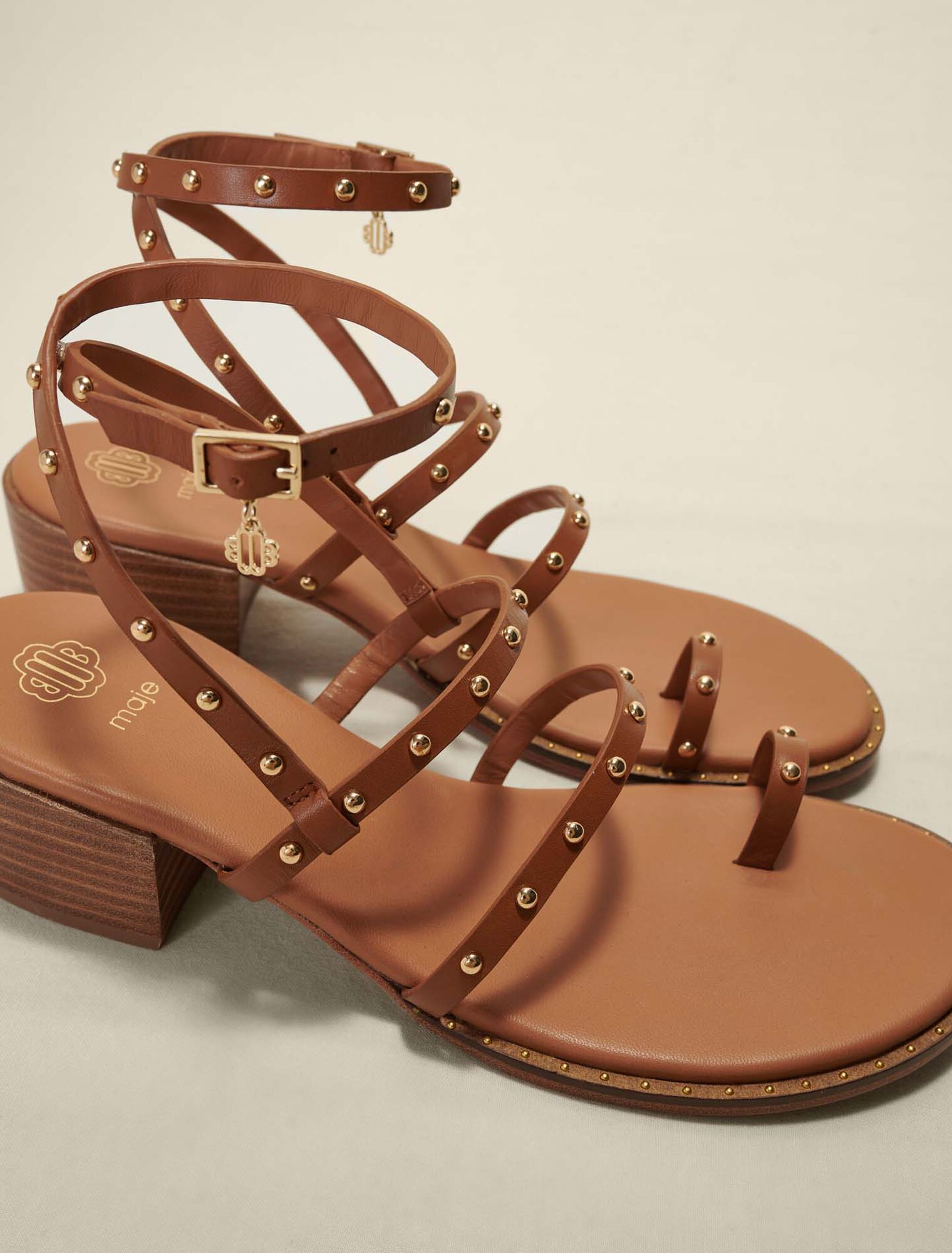 Studded strappy leather sandals