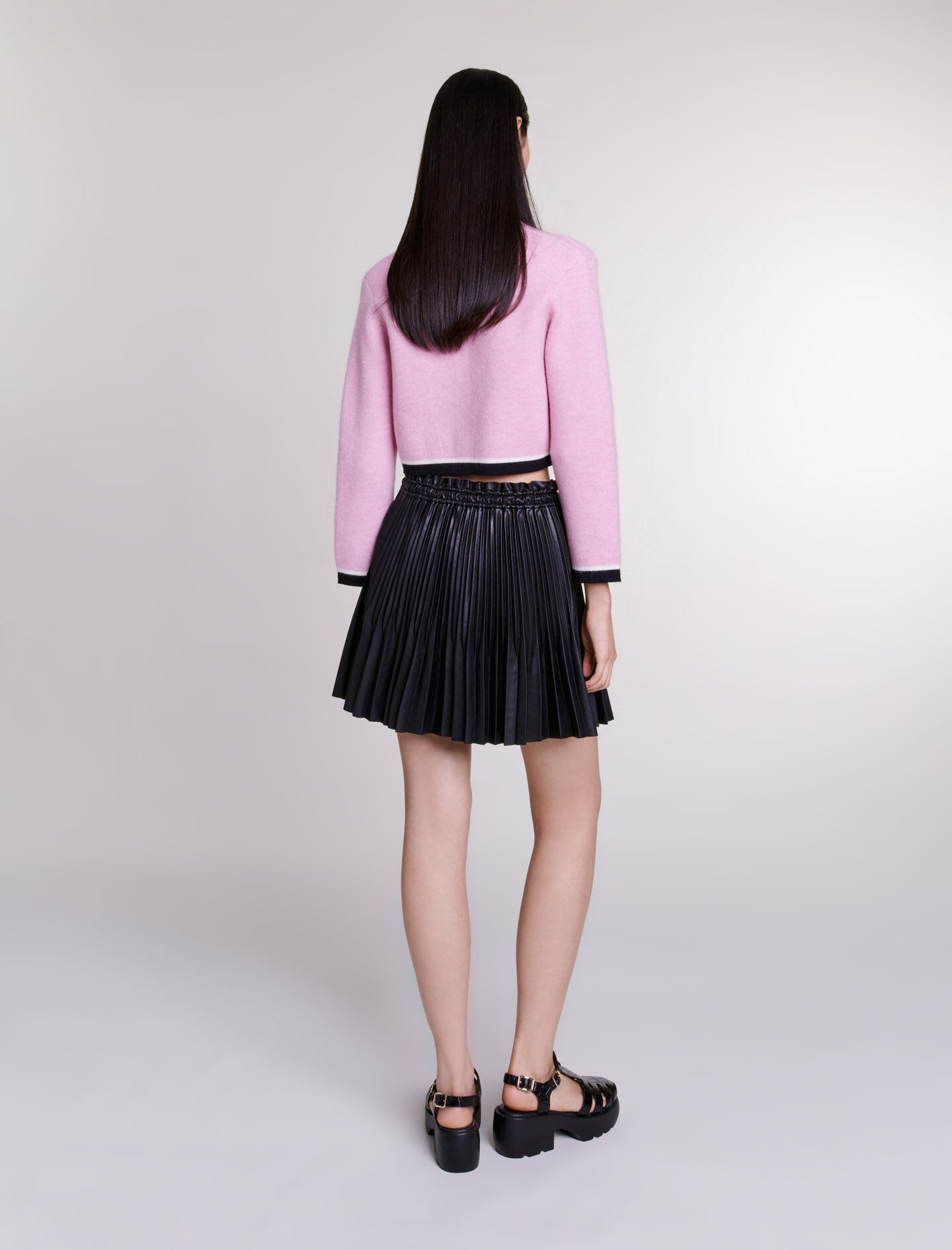 【COLOR iN ID】Bold Leather Pleated Skirt Short pleated skirt