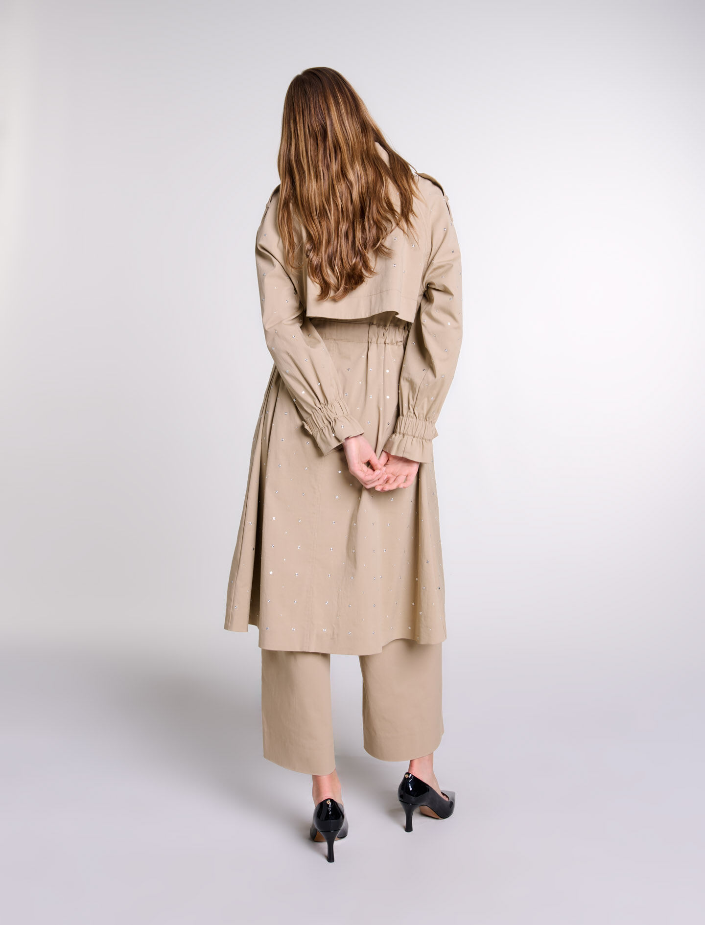 Studded elastic waist trench coat Natural For Women | Maje Studded elastic waist trench coat Natural For Women | Maje