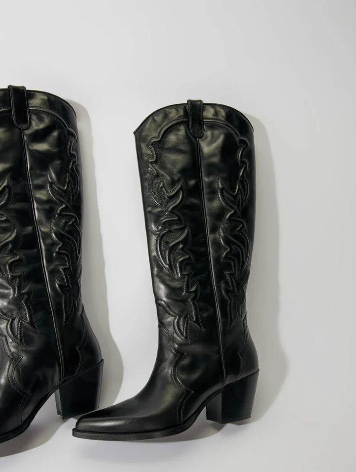 Western leather boots