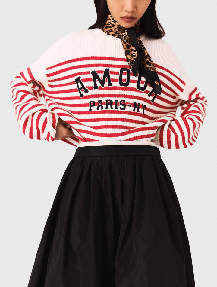 Long skirt with contrast waistband 