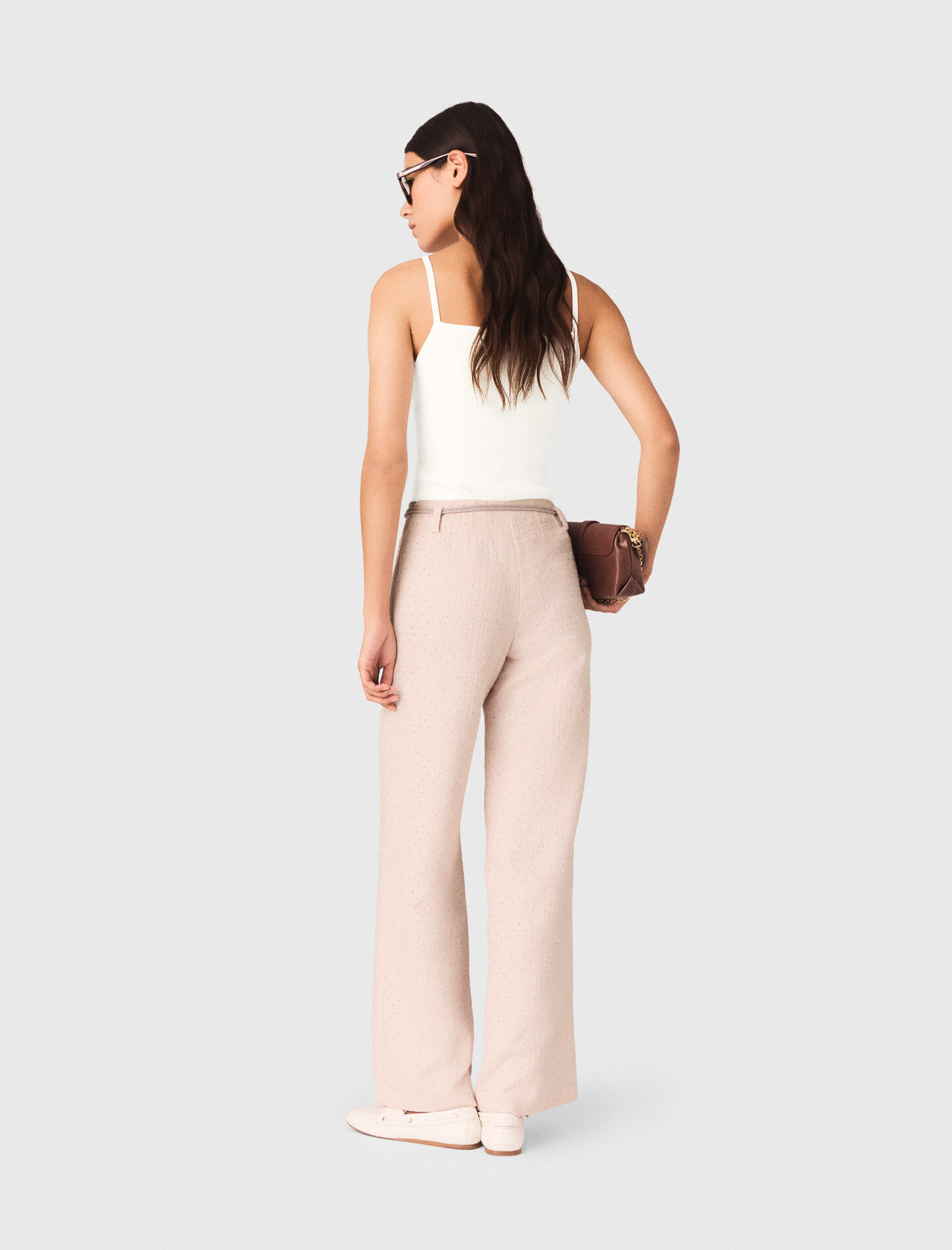 Tweed trousers Pink For Women | Maje
