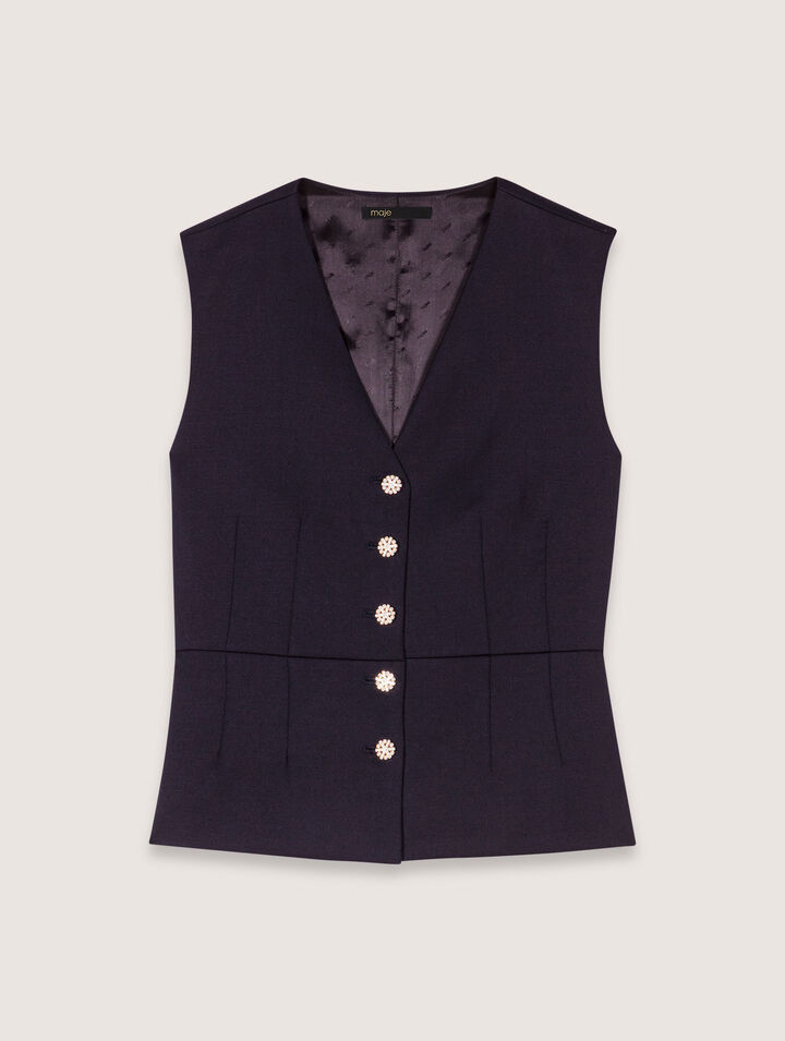 Wool blend sleeveless jacket