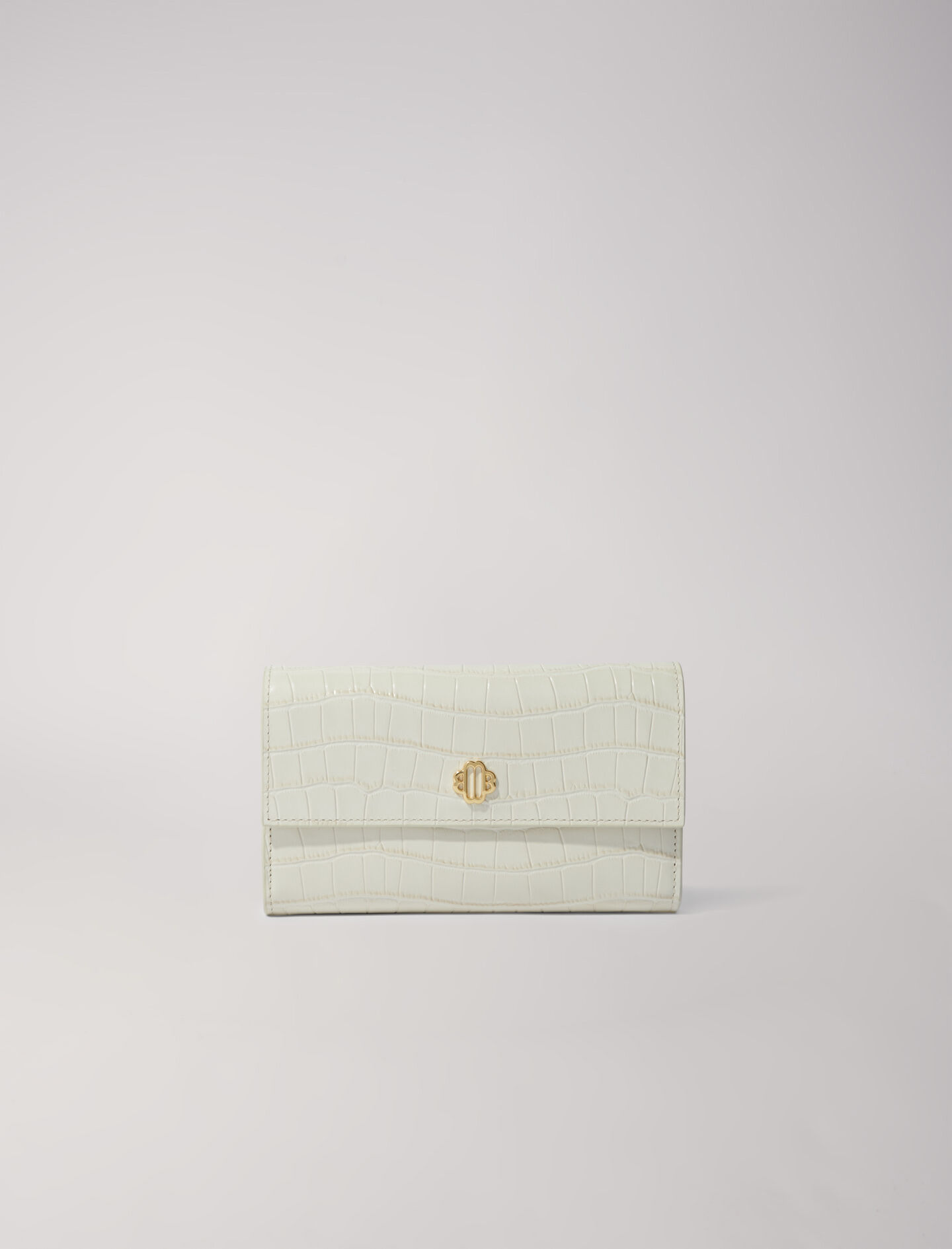 世界的に Croc-effect embossed leather bag Ecru For Women | Maje バッグ