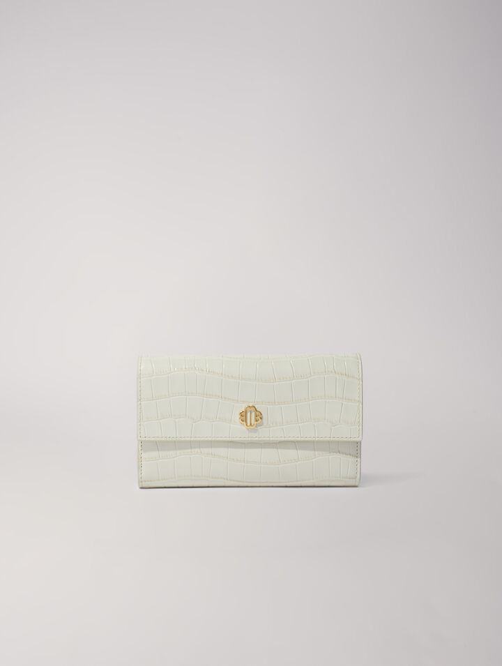 Croc-effect embossed leather bag