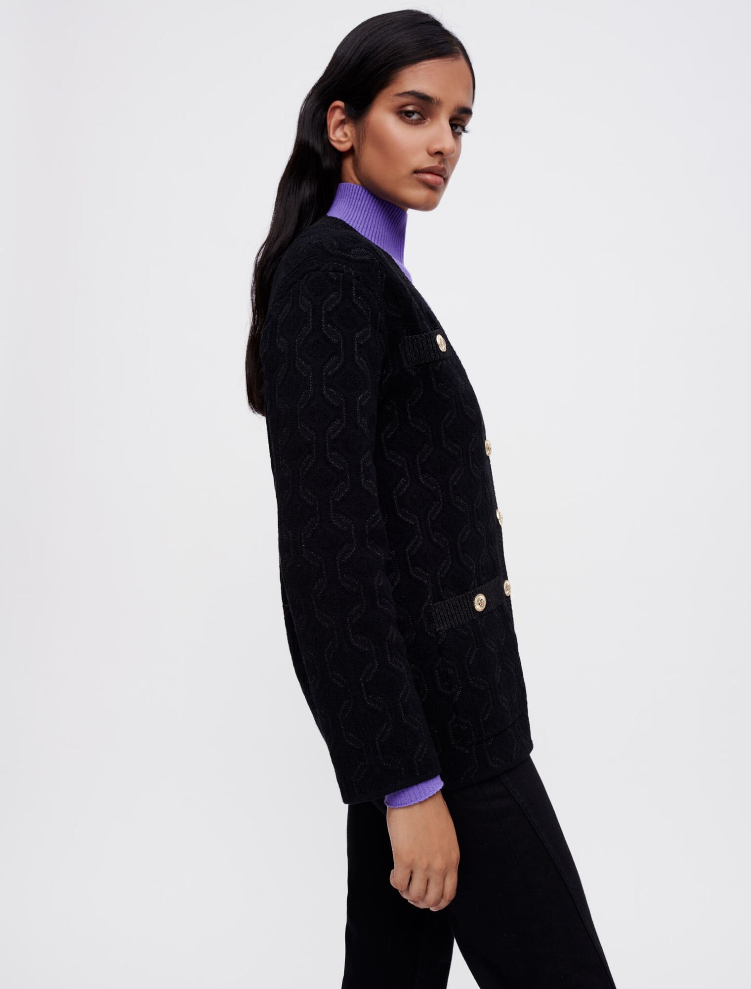 Knit cardigan with shiny motifs