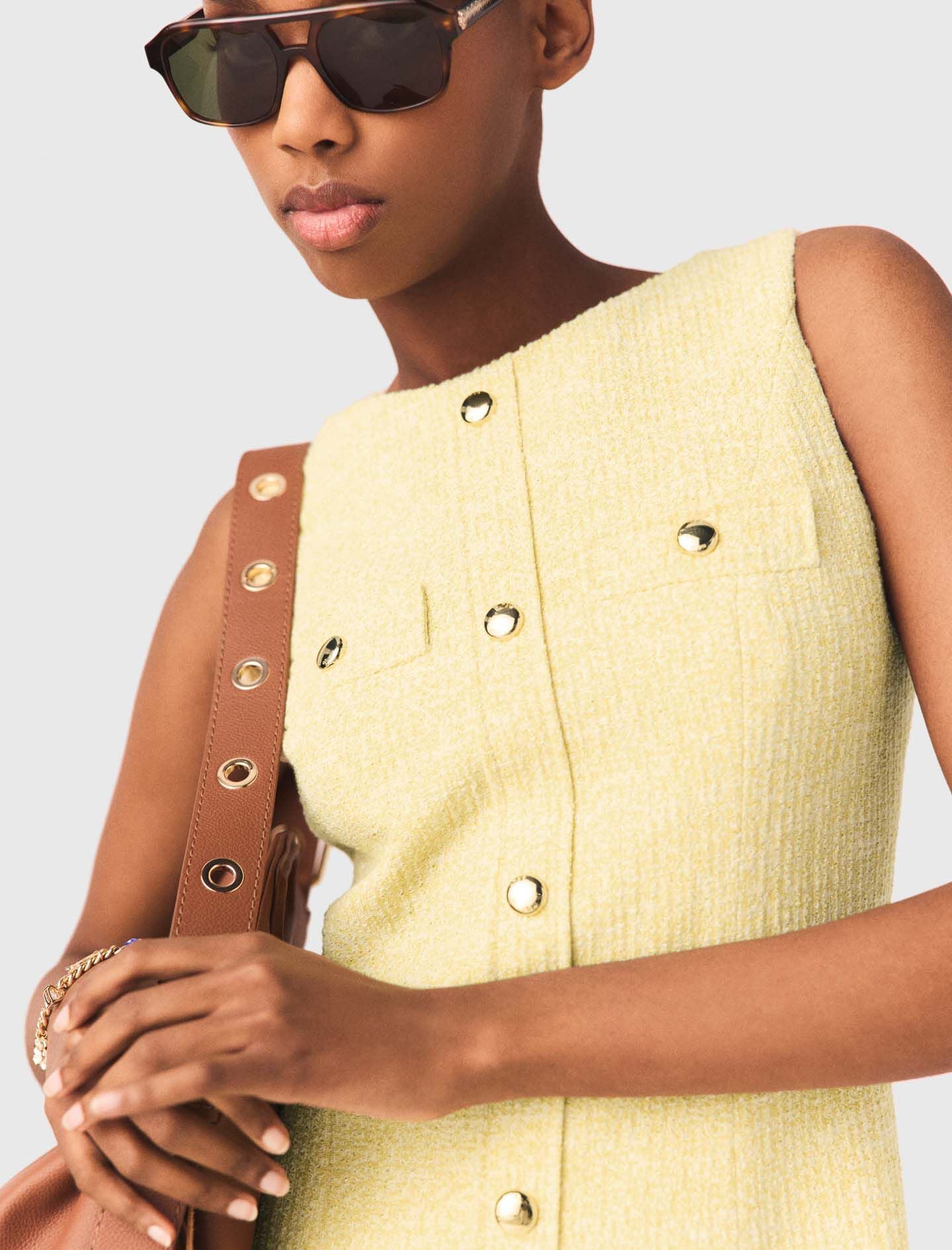 Short tweed dress Yellow / Orange For Women | Maje