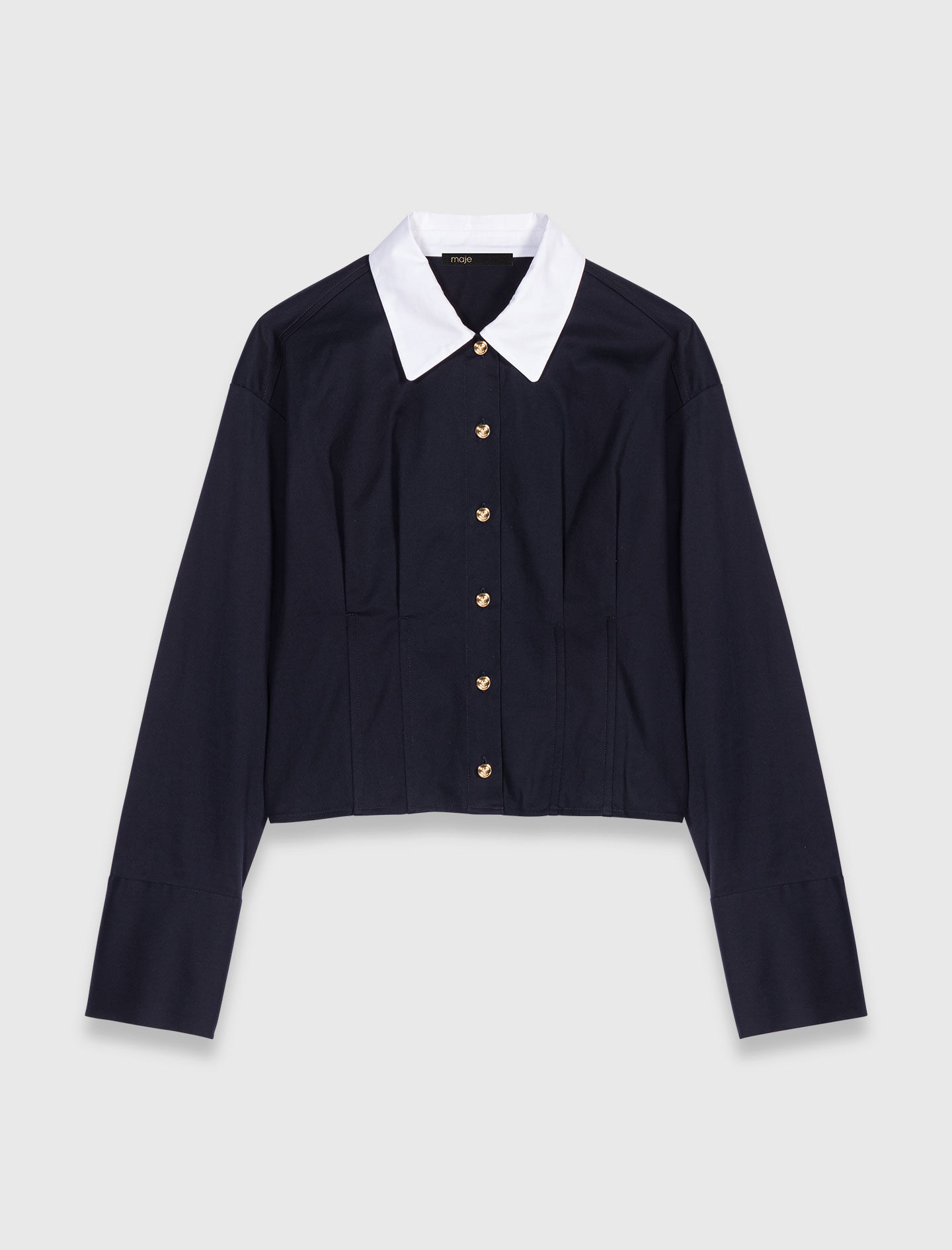 めい Cropped poplin shirt Blue For Women | Maje