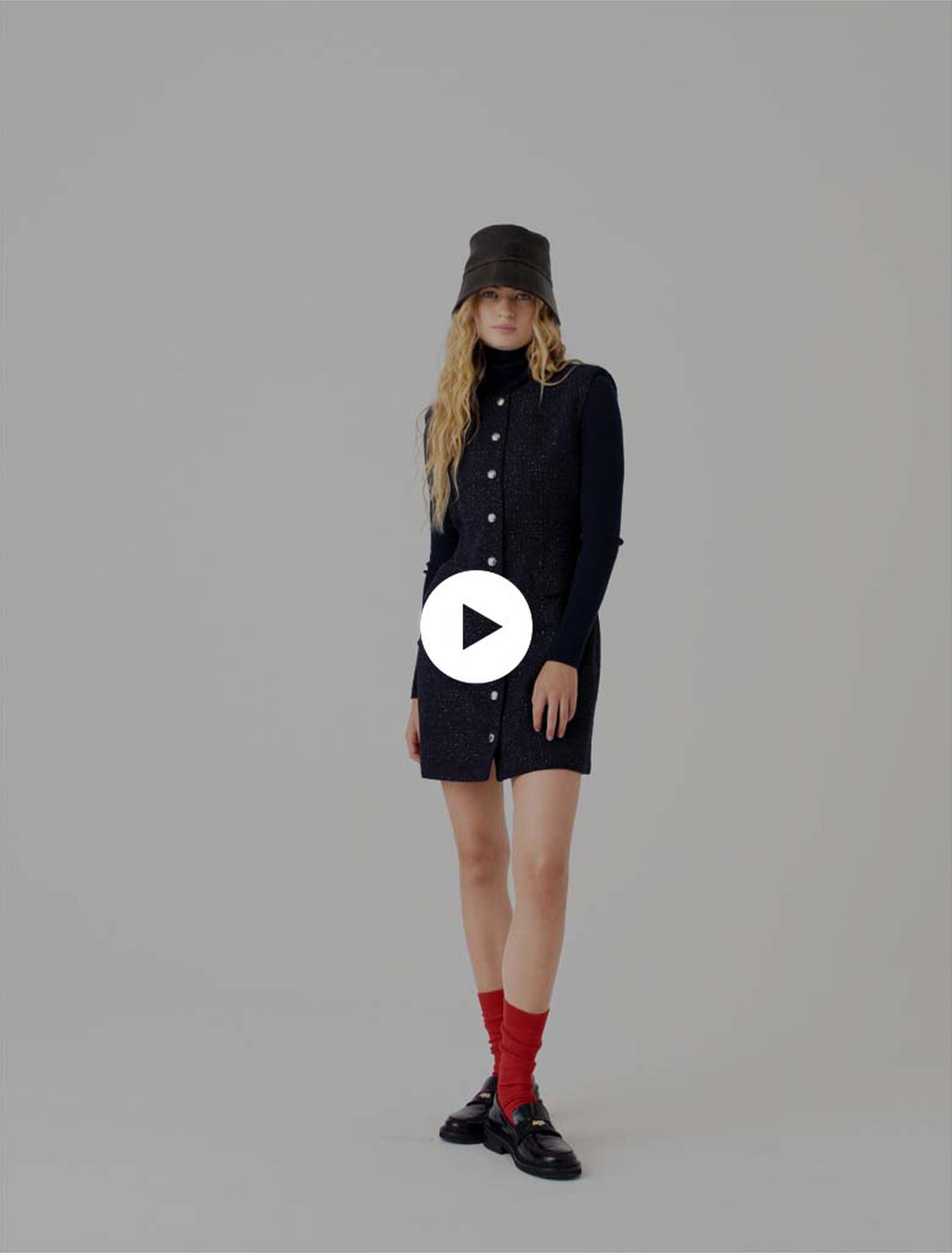 Short lurex tweed dress