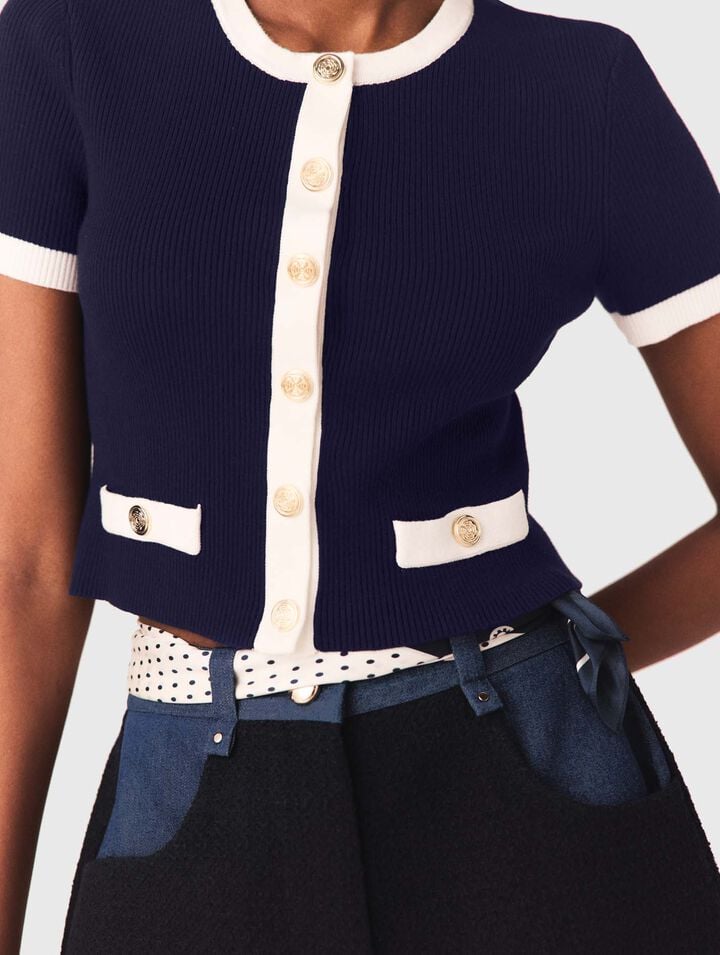 Contrasting cropped cardigan