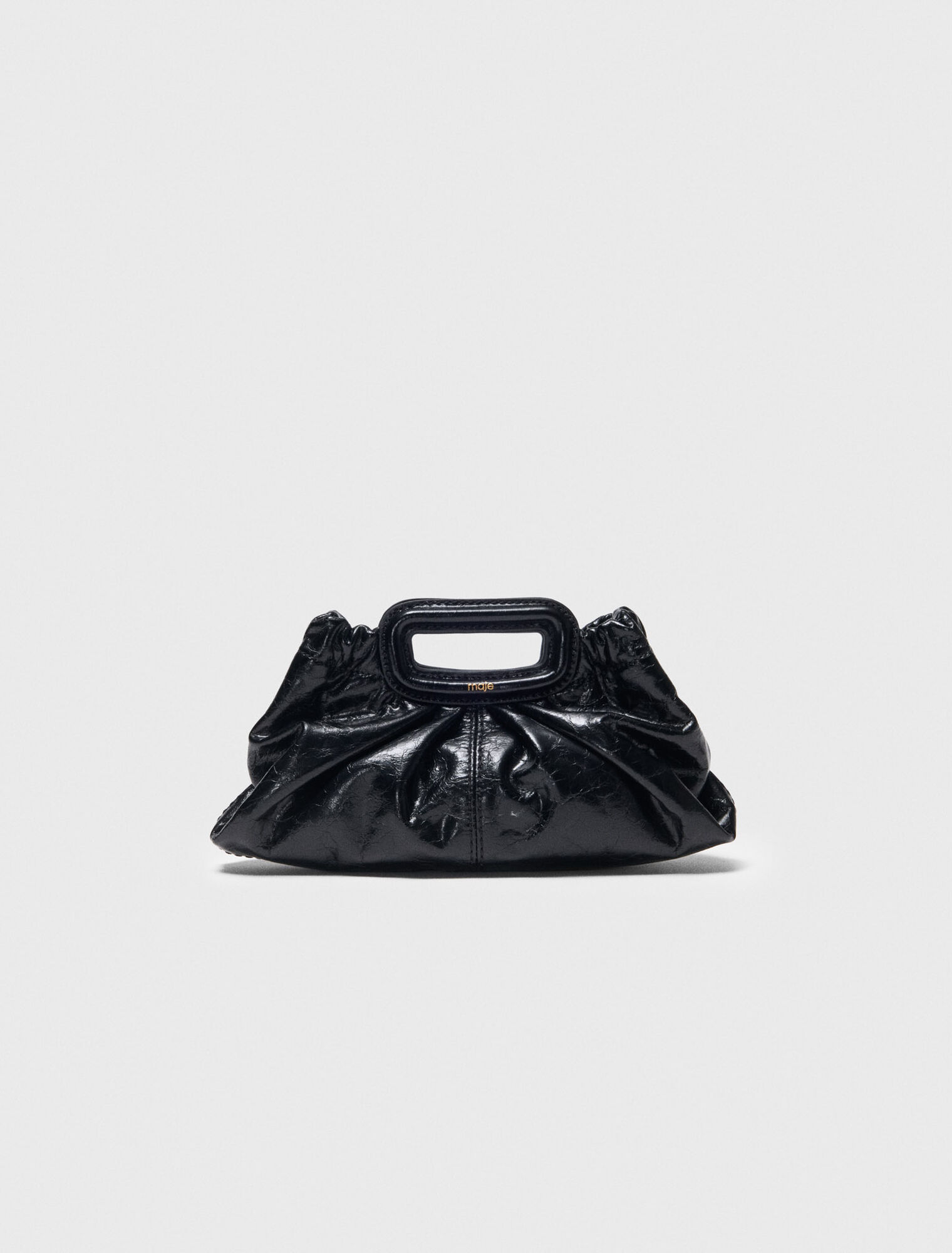 Crackled leather mini clutch