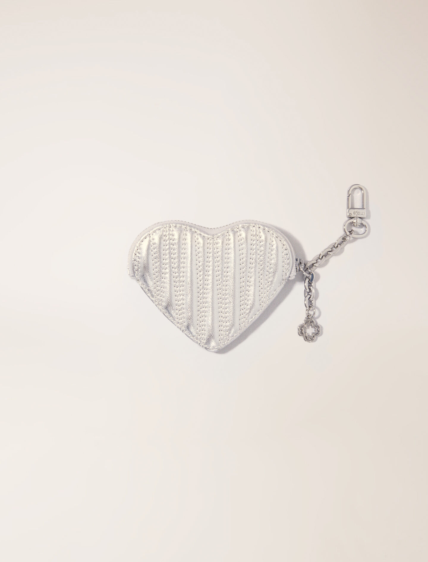 Quilted metallic heart purse Black / Gray For Women | Maje