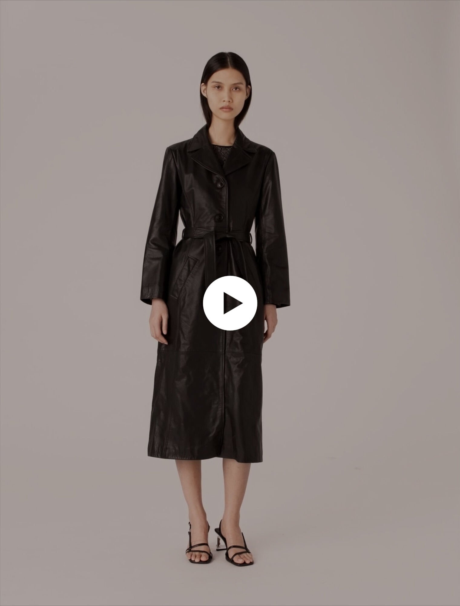 Long leather trench coat