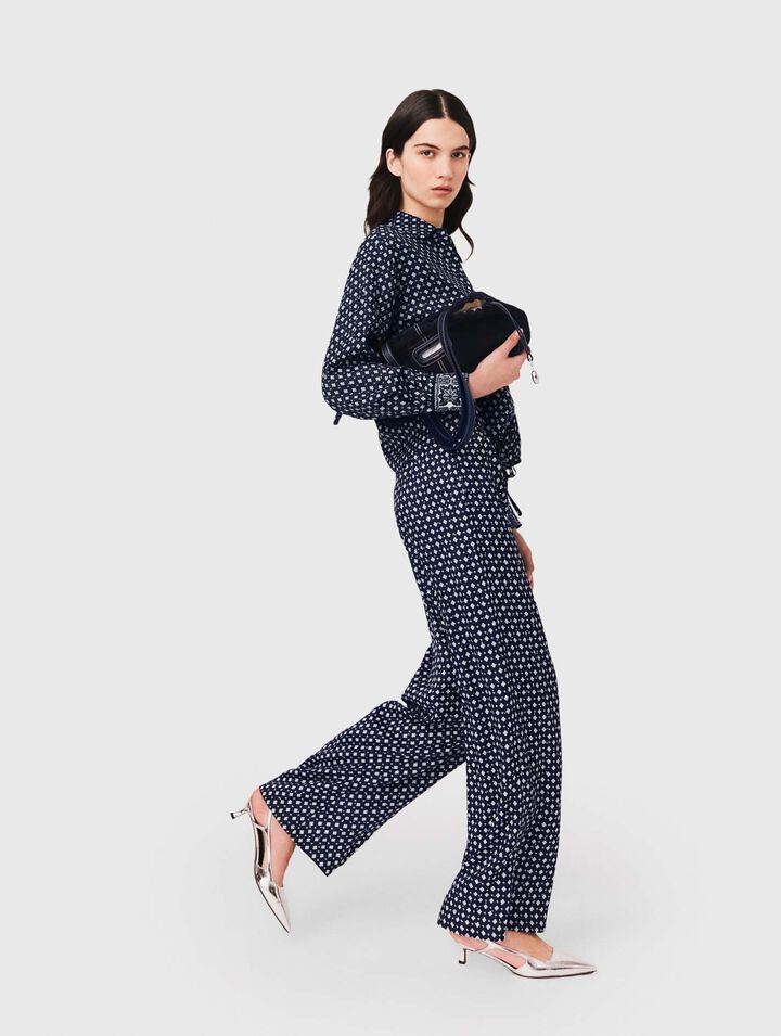 Wide-leg trousers with rhinestone
