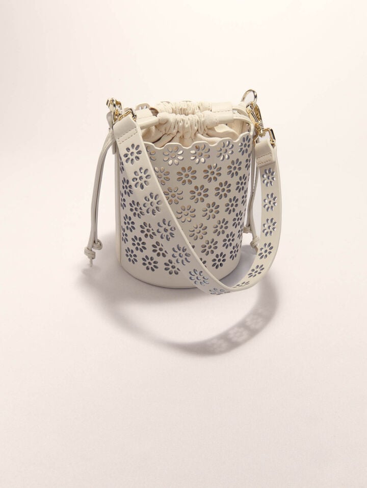Perforated leather bucket bag