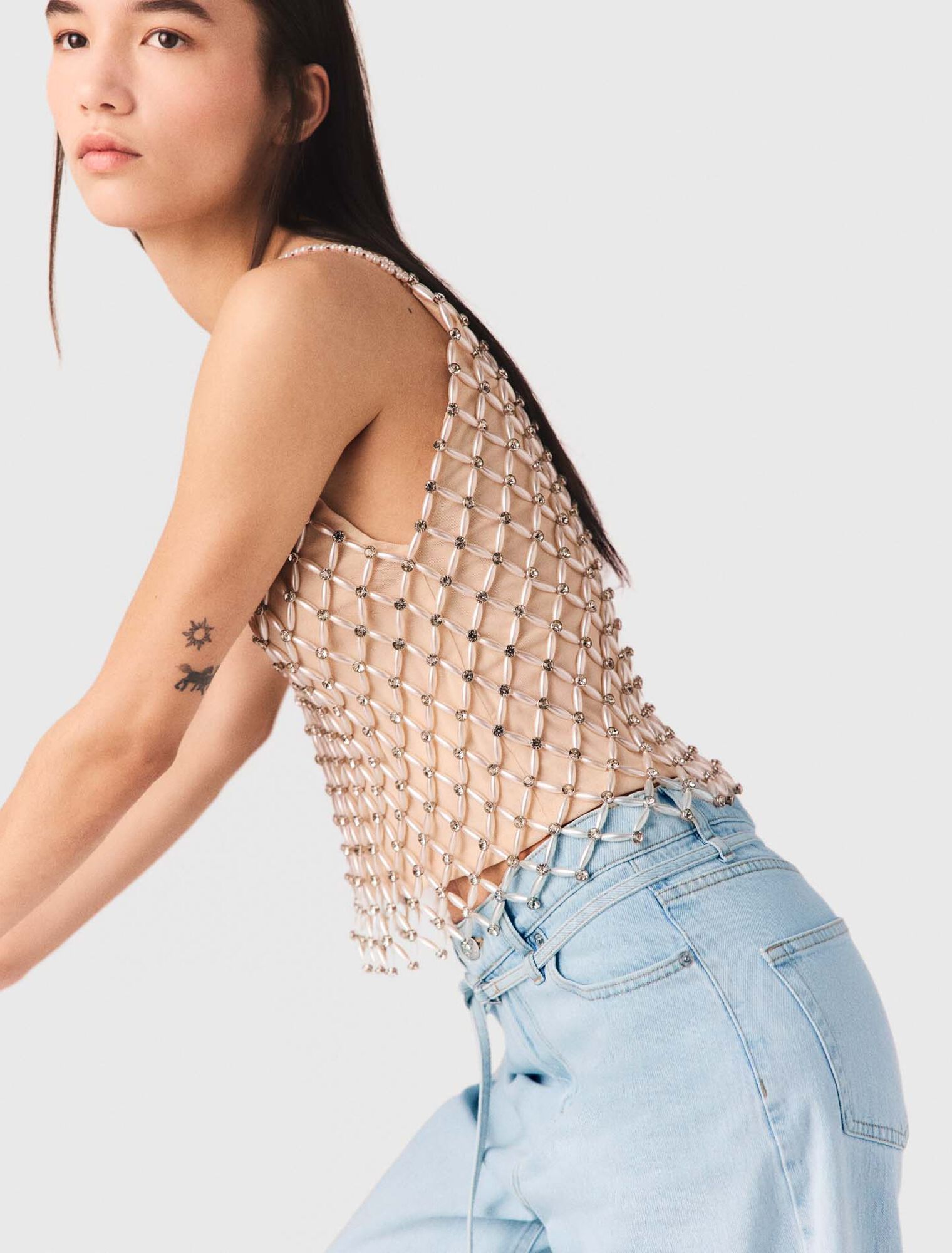 Beaded top with lining