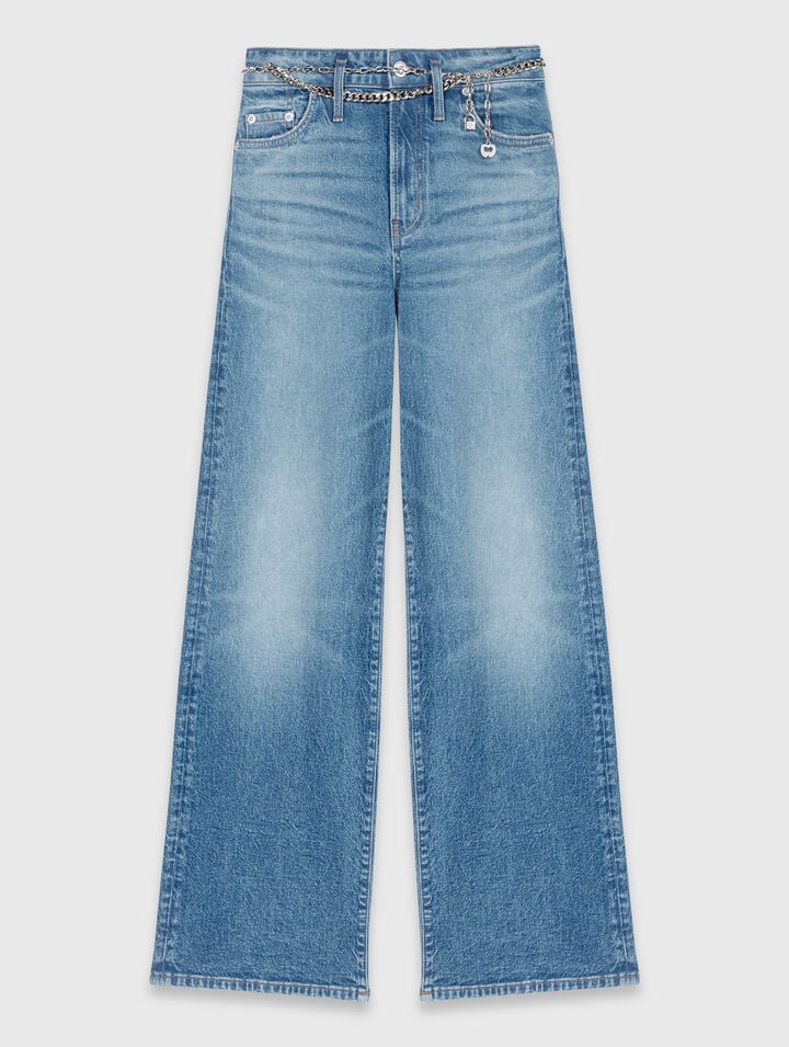 Jeans with chain-link belt