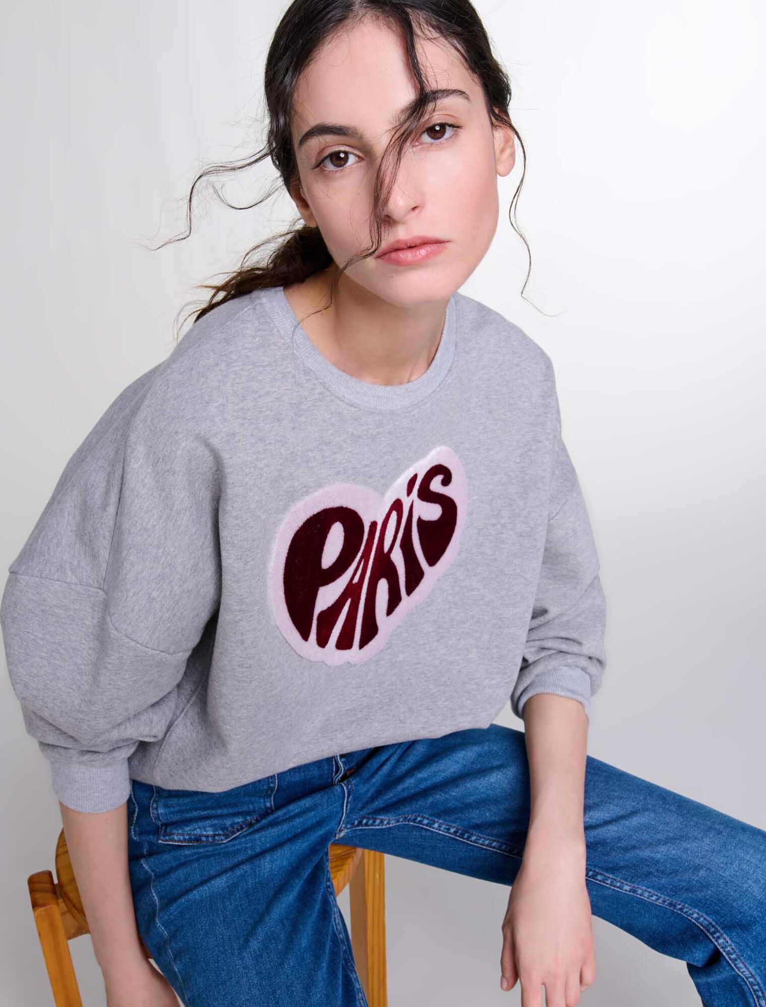 Paris heart patch sweatshirt