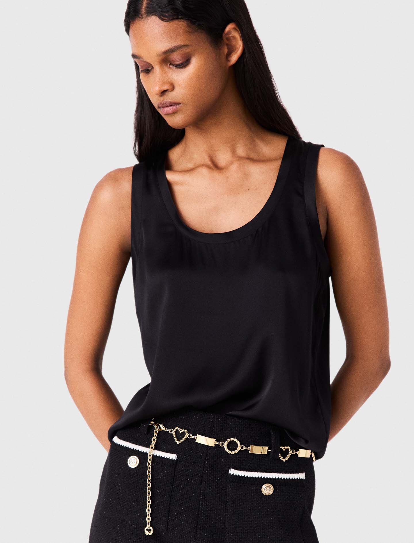 Silk tank top Black / Gray For Women | Maje