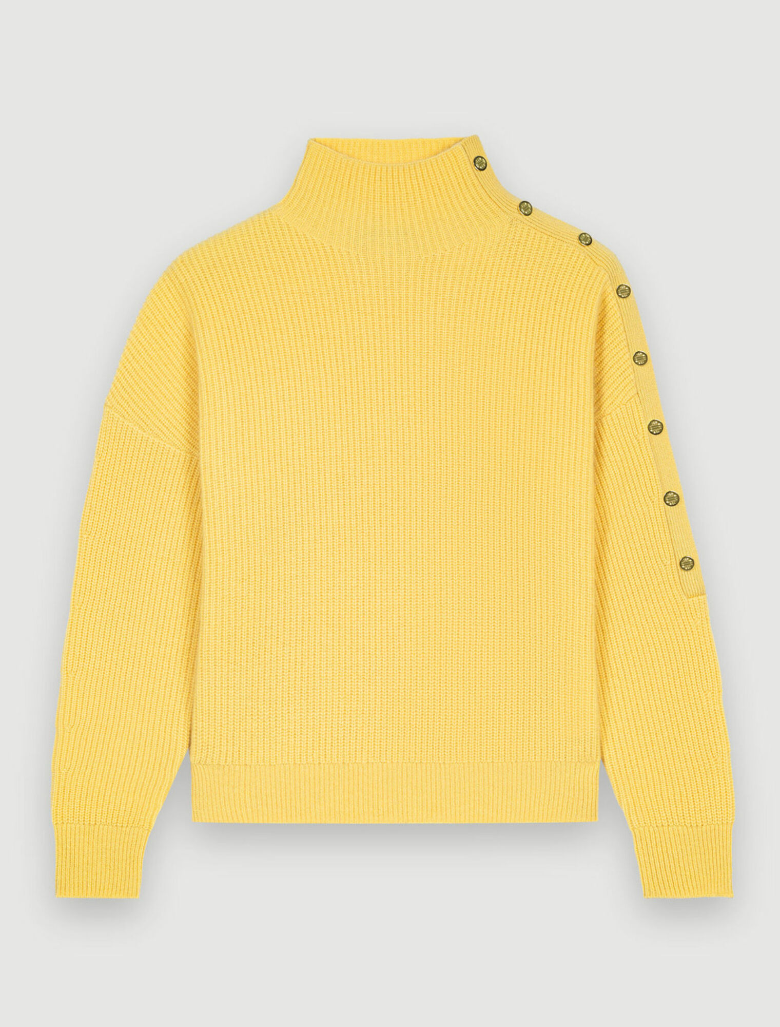 Cashmere pullover with gold fasteners