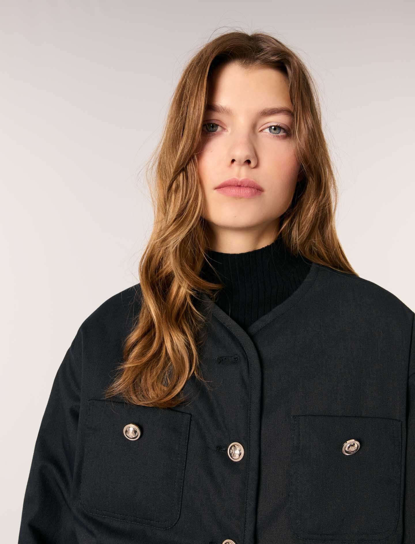 Reversible quilted coat Black / Gray For Women | Maje
