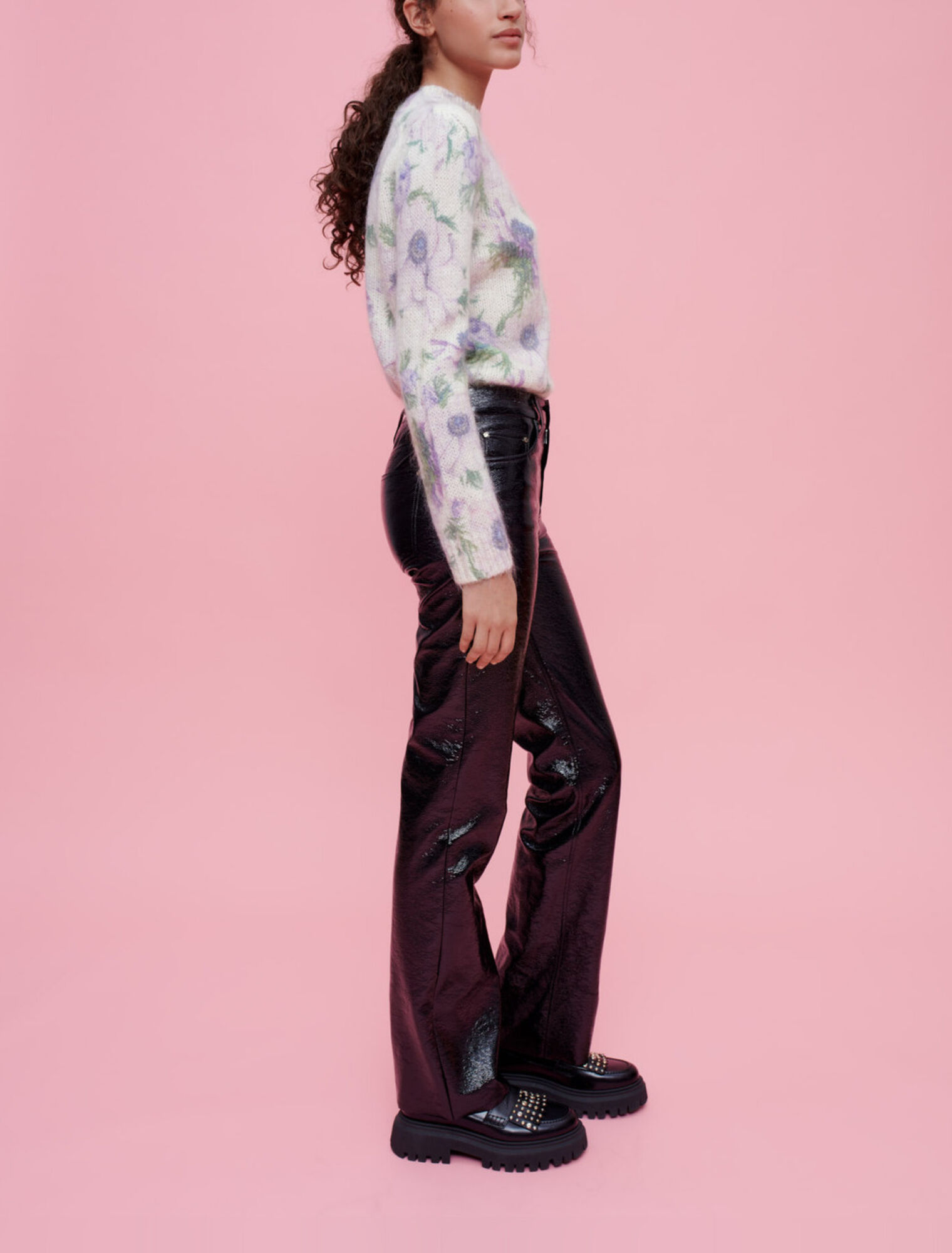 Flared vinyl pants