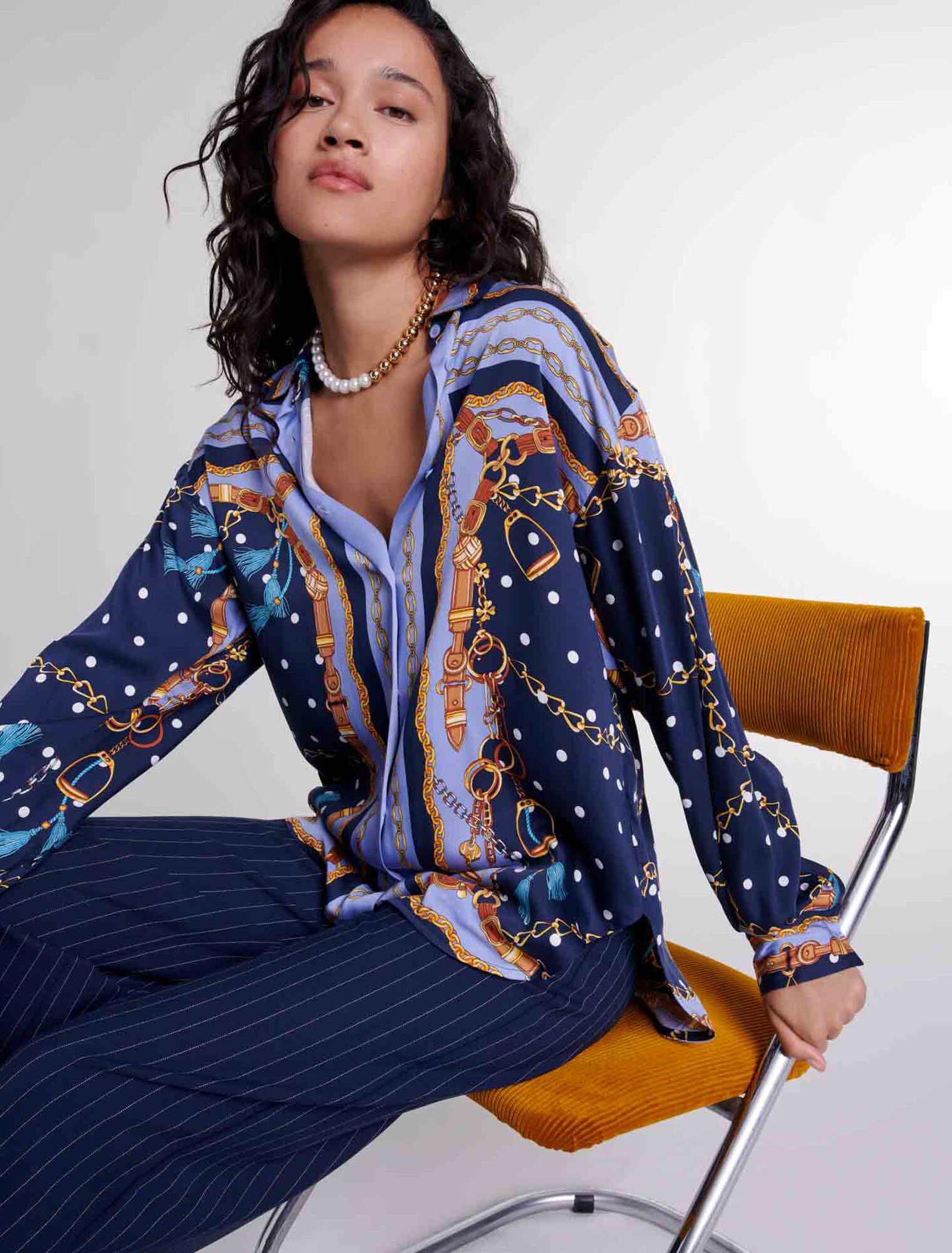 Satin-effect patterned shirt