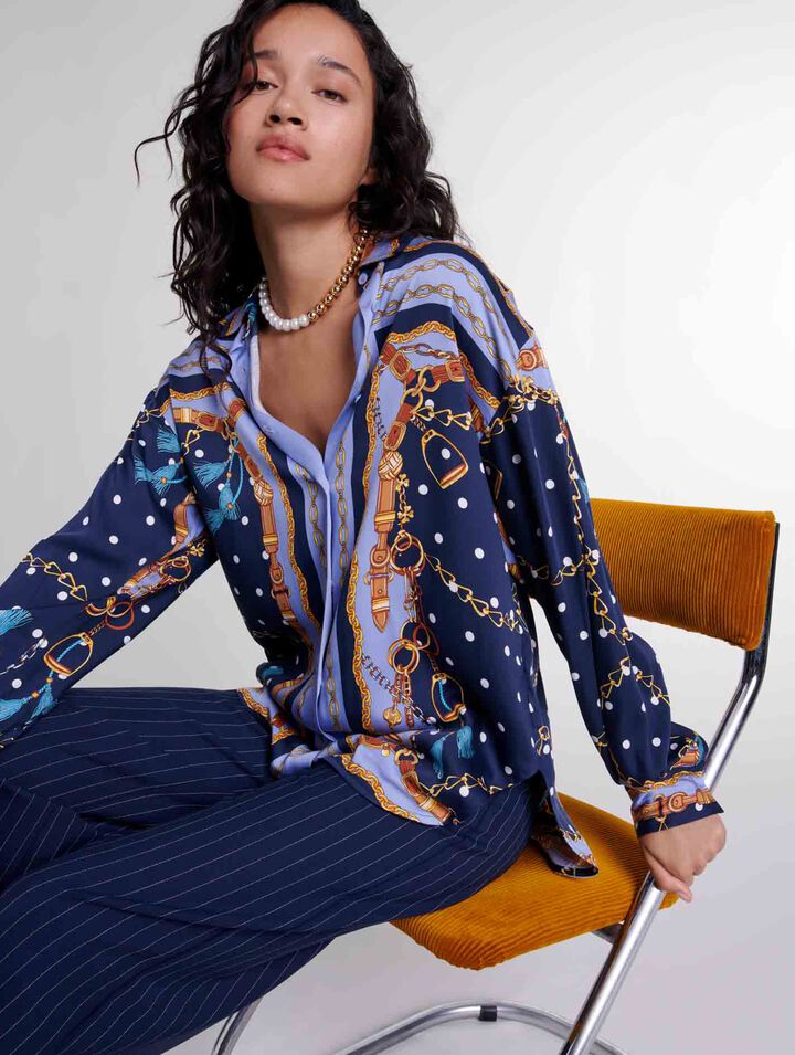Satin-effect patterned shirt