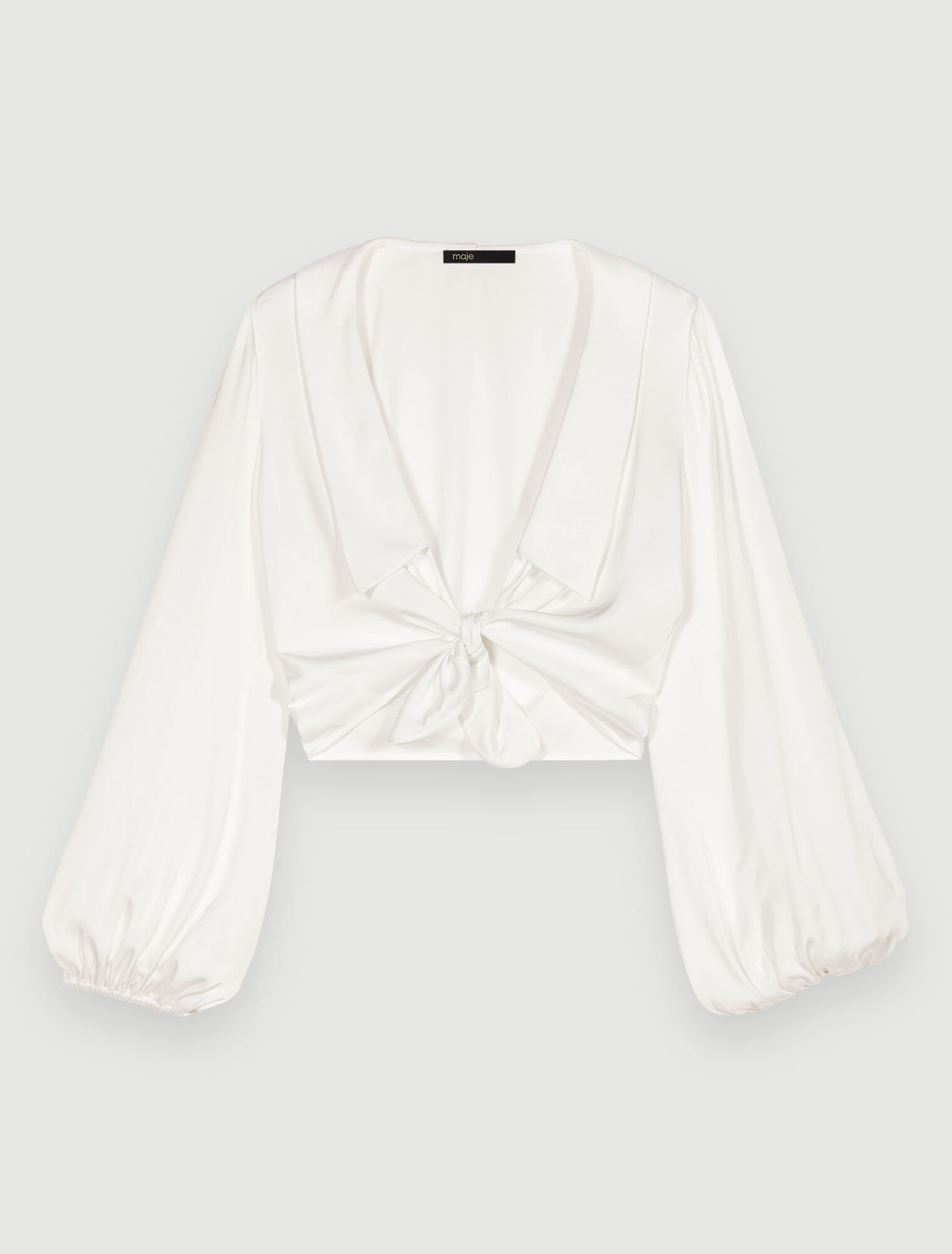 Satin tie-front shirt