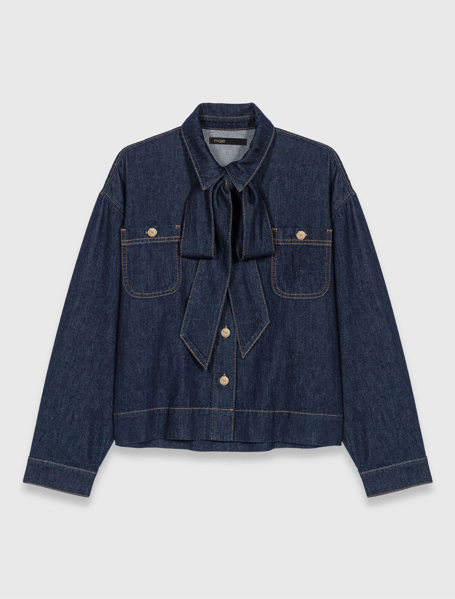 Denim jacket with bow