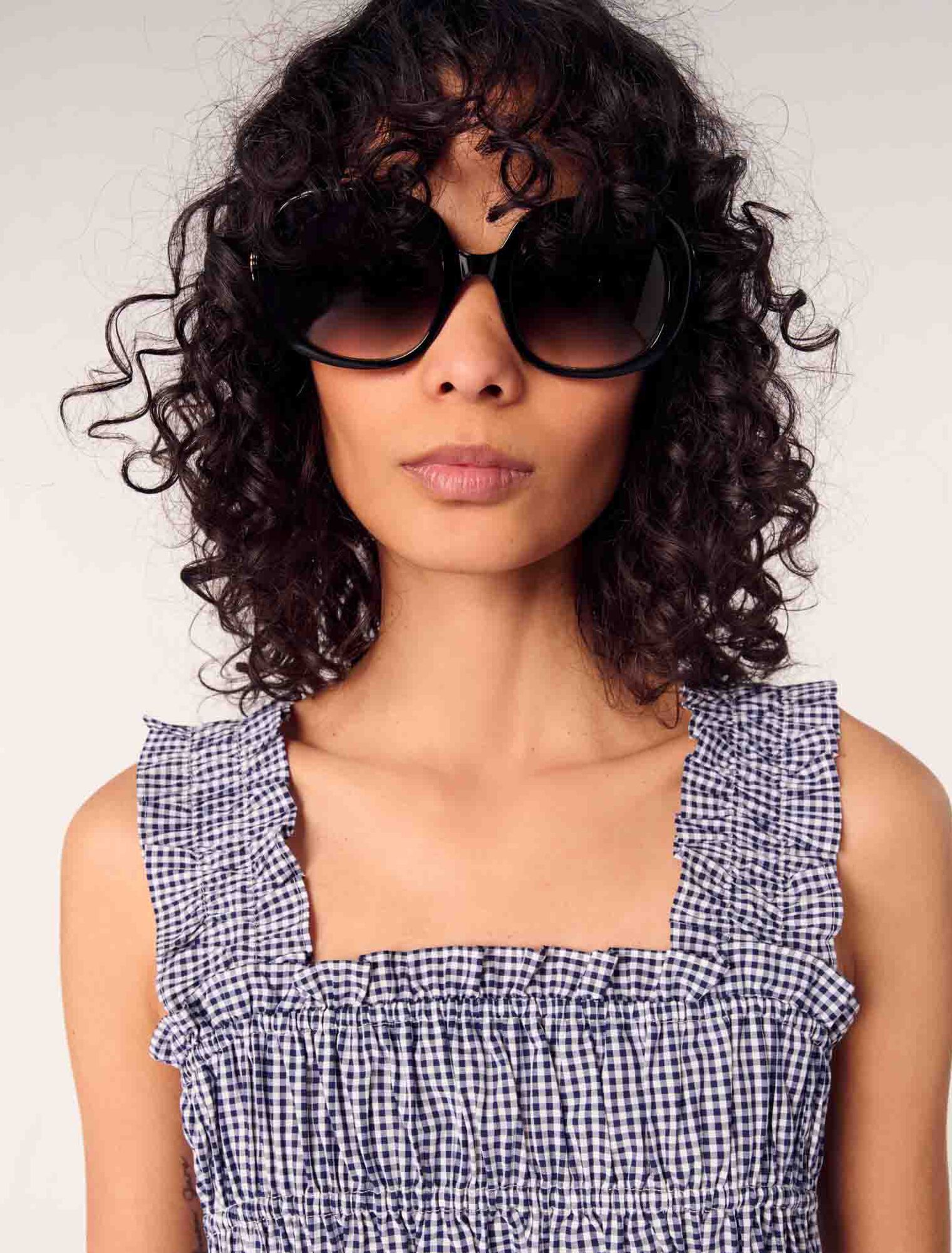 Gingham smocked crop top
