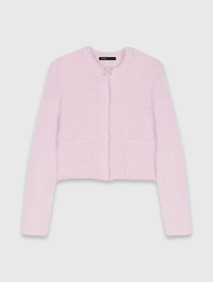 Jewelled bow cardigan