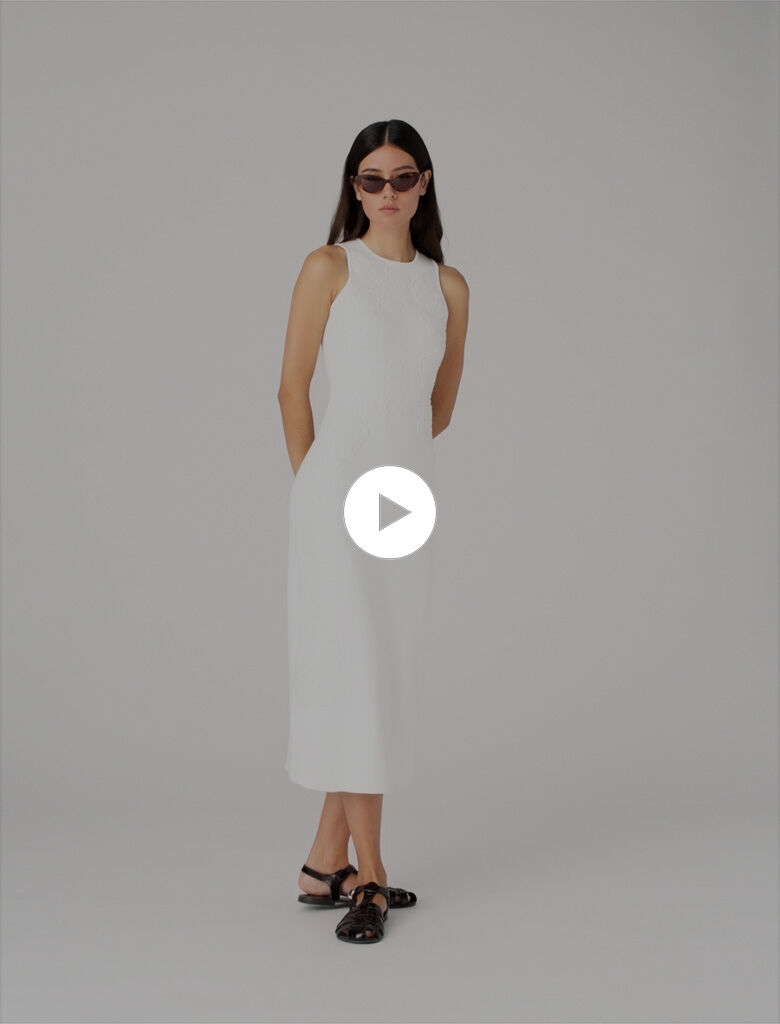 Beaded embroidered floral dress White For Women | Maje
