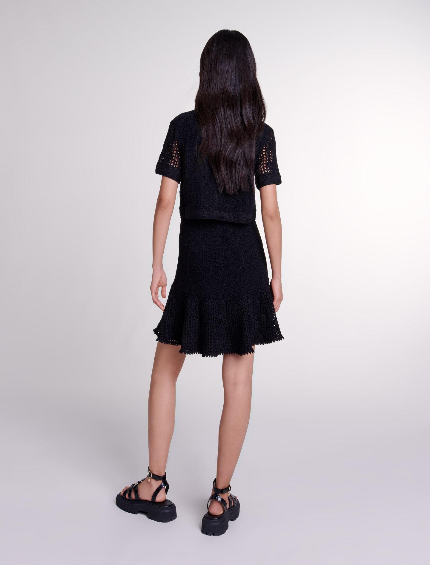 2-in-1 crochet dress Black / Gray For Women | Maje 2-in-1 crochet dress Black / Gray For Women | Maje