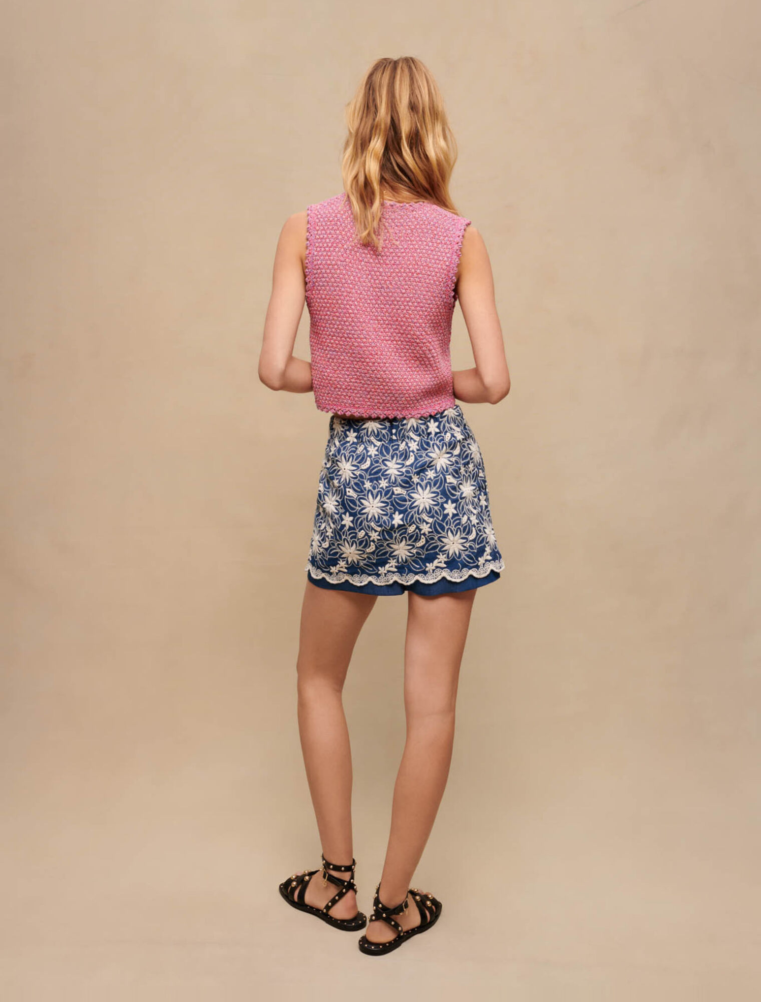 Embroidered floral shorts