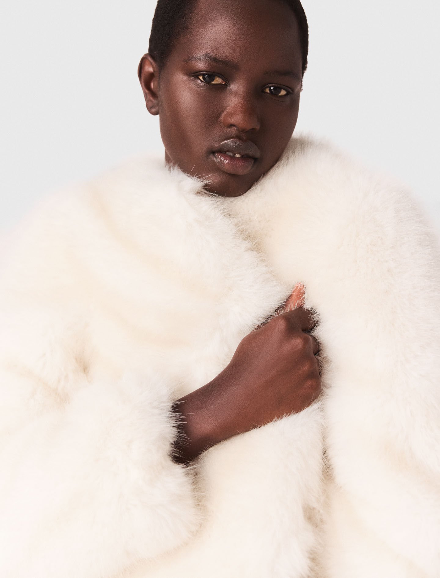 Short faux fur jacket Natural For Women | Maje