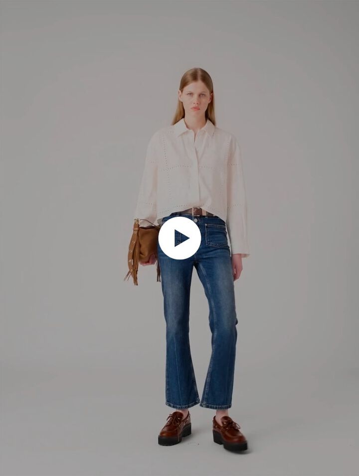 Cropped embroidered shirt