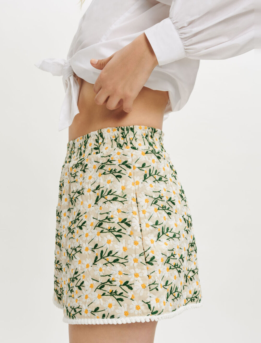 Embroidered floral shorts White For Women | Maje Embroidered floral shorts White For Women | Maje