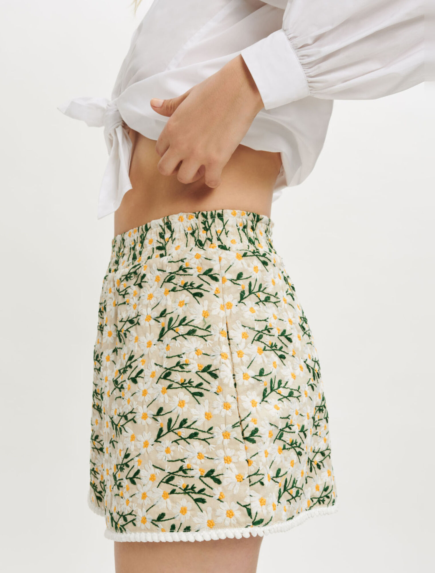 Embroidered floral shorts