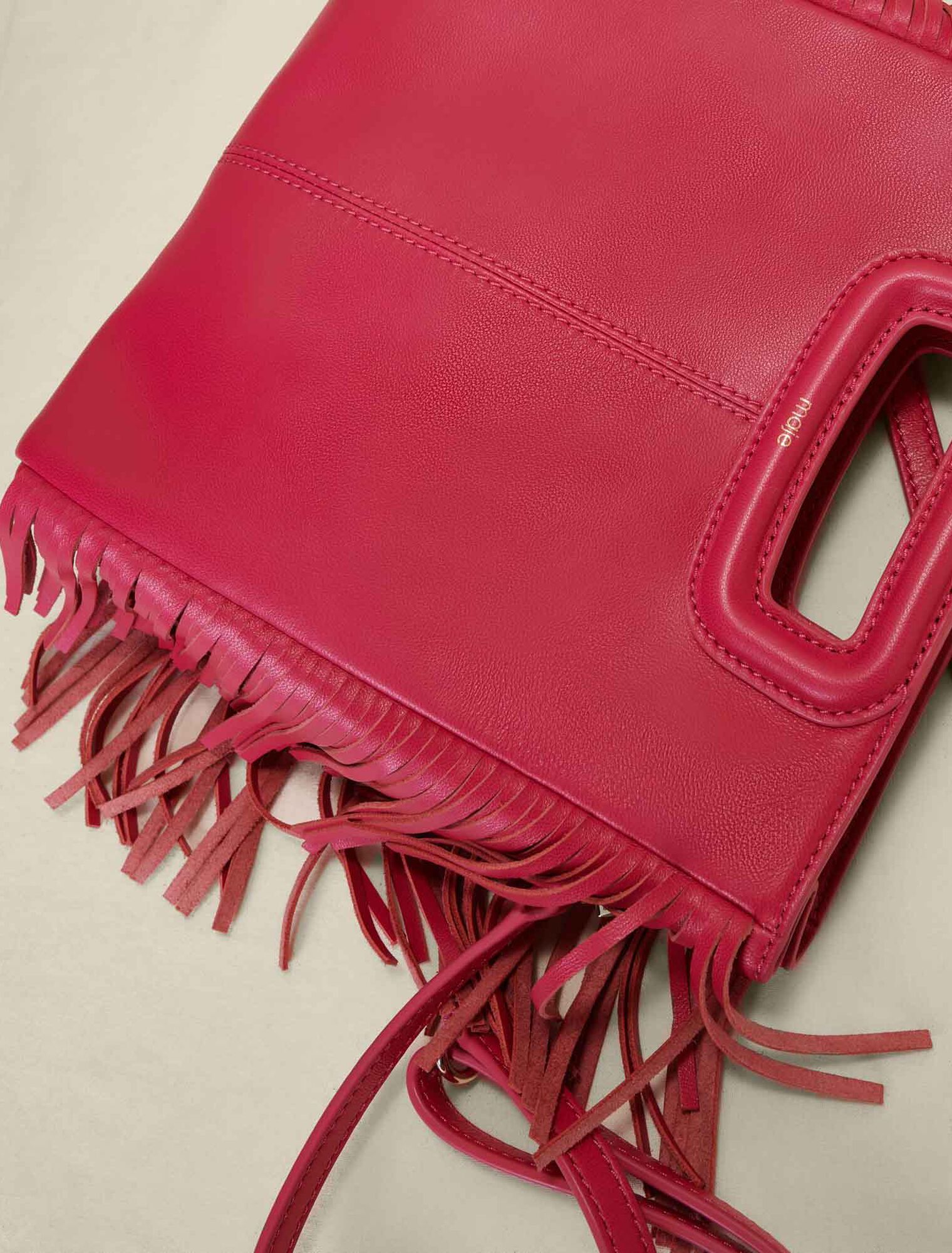 Smooth leather M bag with fringing