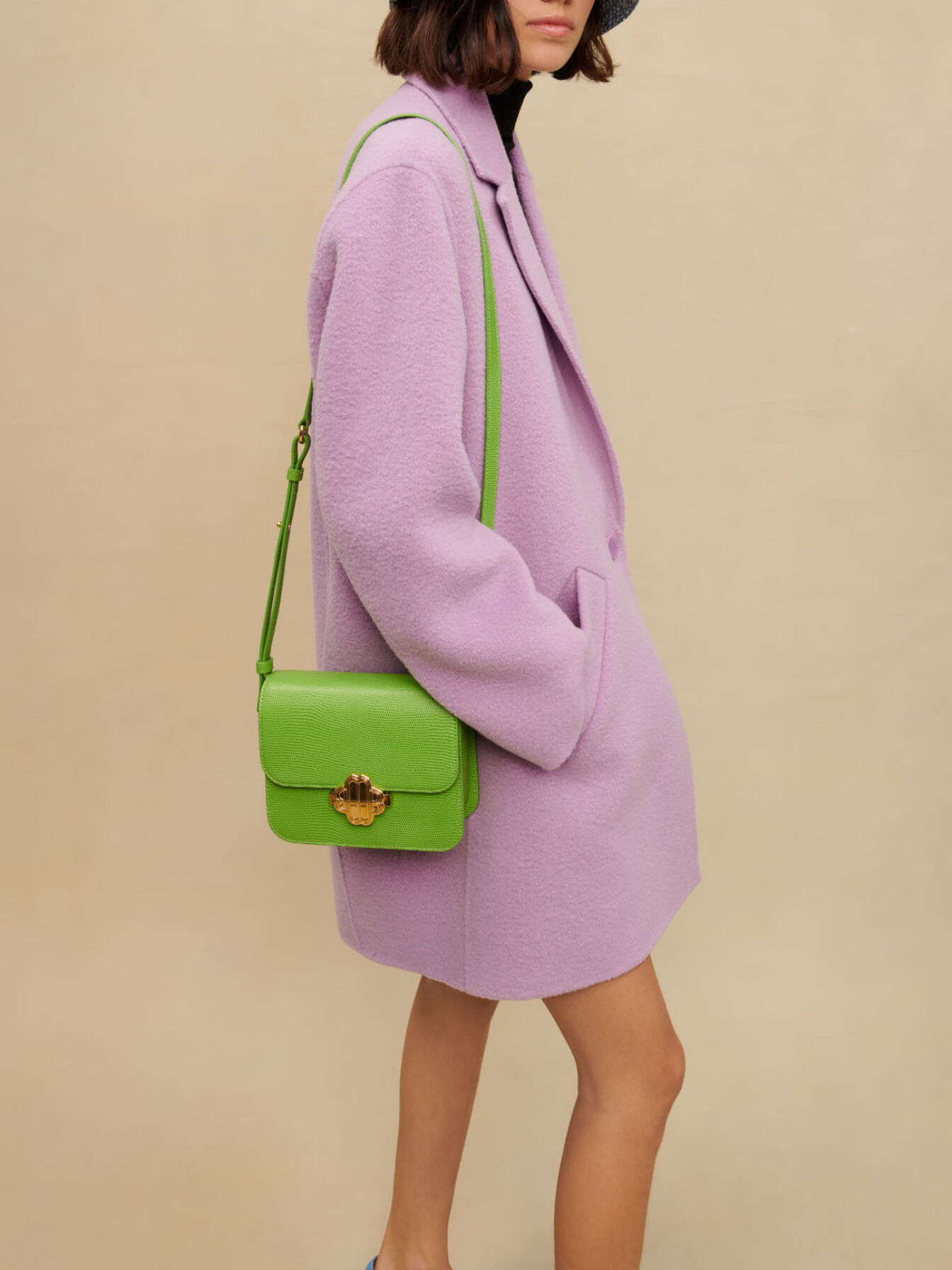 【NEW限定品】 Purple coat bouclé double-sided Mauve For Maje | Women チャーム