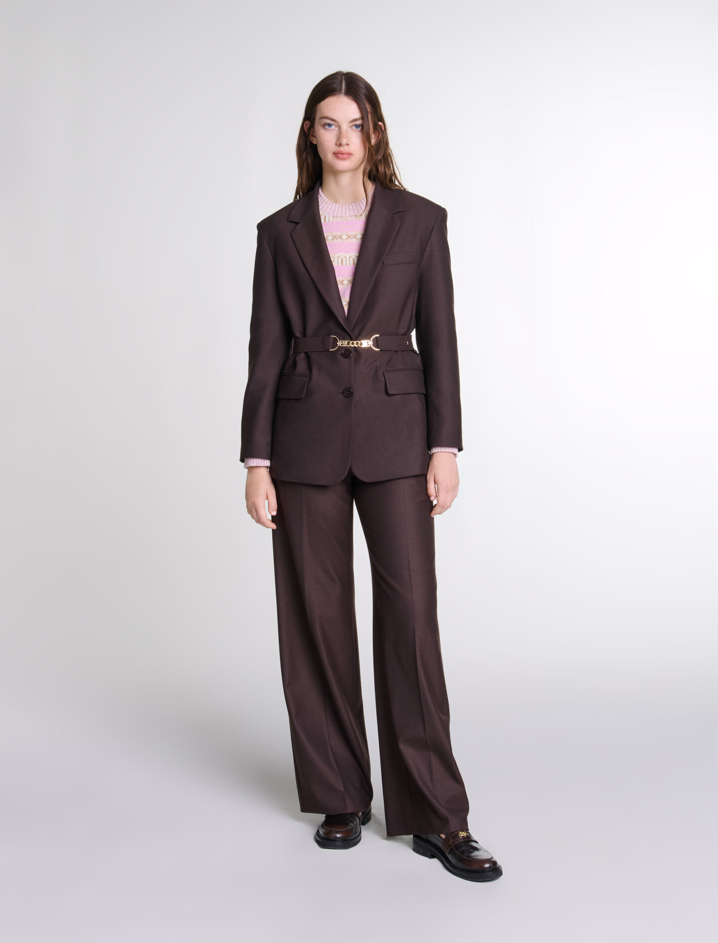 Belted suit outlet